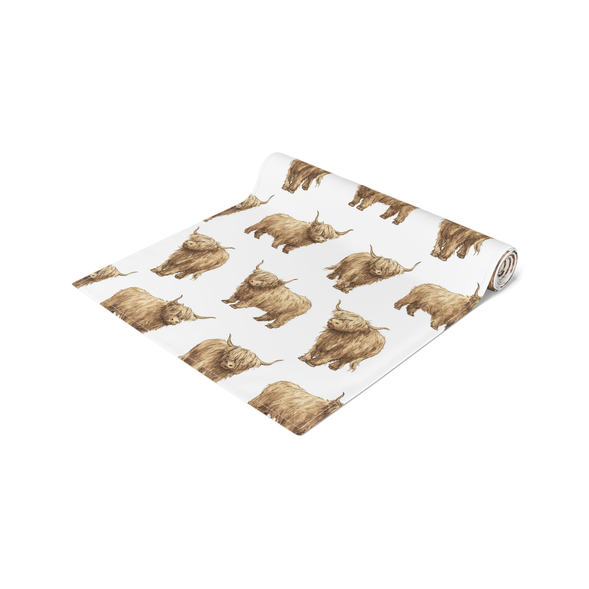 Highland Cow Farmhouse Table Runner | Rustic Farm Cattle Kitchen Decor | Country Cottagecore Dining Table Linen | Homestead Cow Table Decor