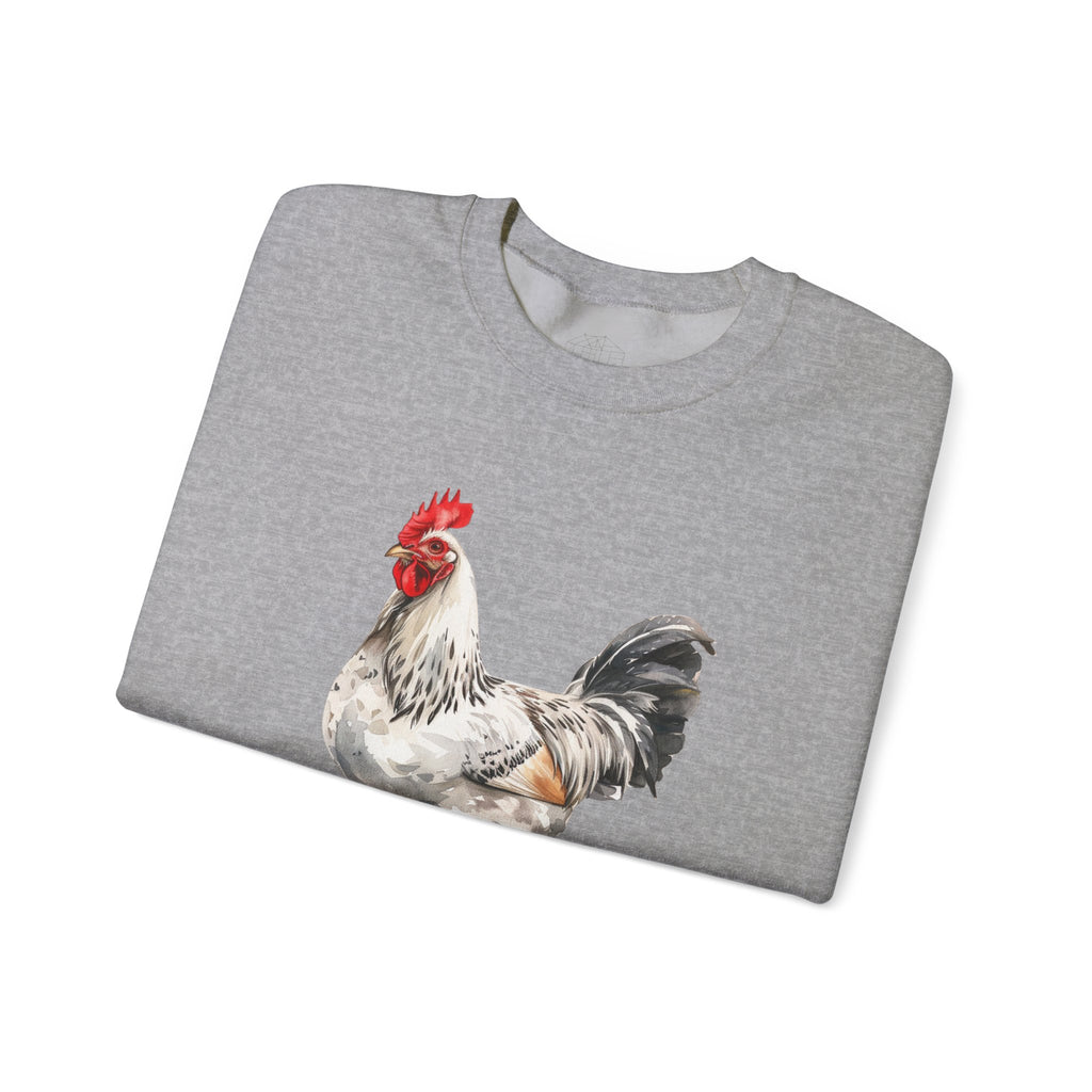 Light Sussex Rooster Sweatshirt – Farmhouse Chicken Crewneck, Heritage Sussex Rooster Pullover, Homestead Apparel