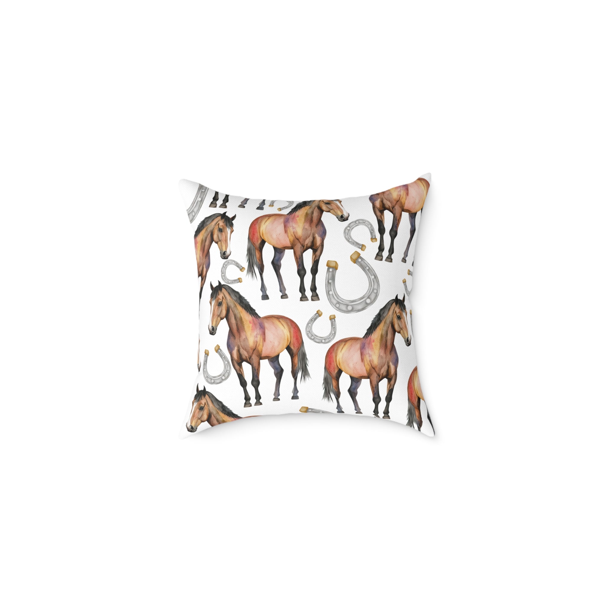 Watercolor Horse Throw Pillow | Equestrian Accent Pillow | Farmhouse Horse Decor Cushion | Rustic Western Horse Home Decor | Gumpert Homestead