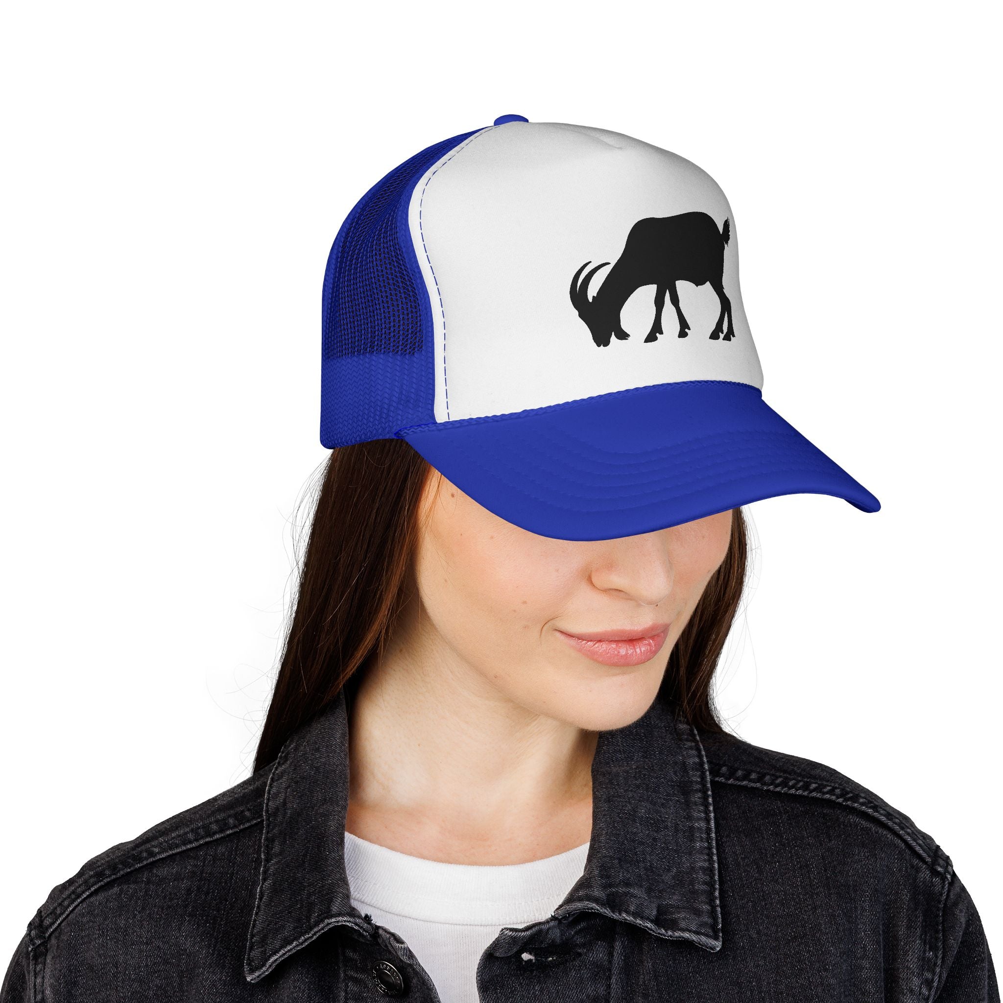 Goat Silhouette Trucker Hat – Farm Goat Hat, Homestead Goat Keeper Cap, Minimalist Farm Life Snapback