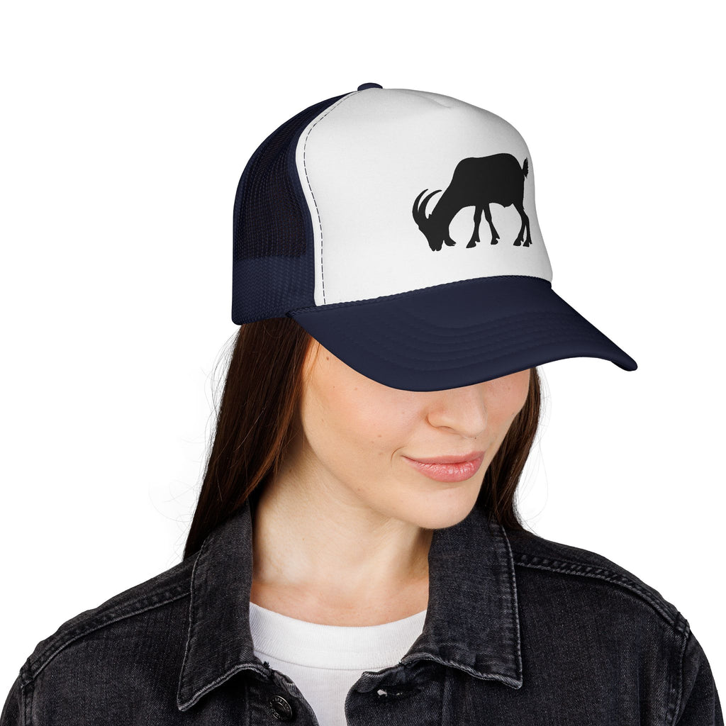 Goat Silhouette Trucker Hat – Farm Goat Hat, Homestead Goat Keeper Cap, Minimalist Farm Life Snapback