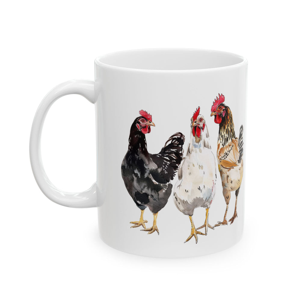 Chicken Flock Ceramic Mug – Backyard Chicken Coffee Cup, Farm Homestead Mug, Chicken Lover Gift (11oz, 15oz)