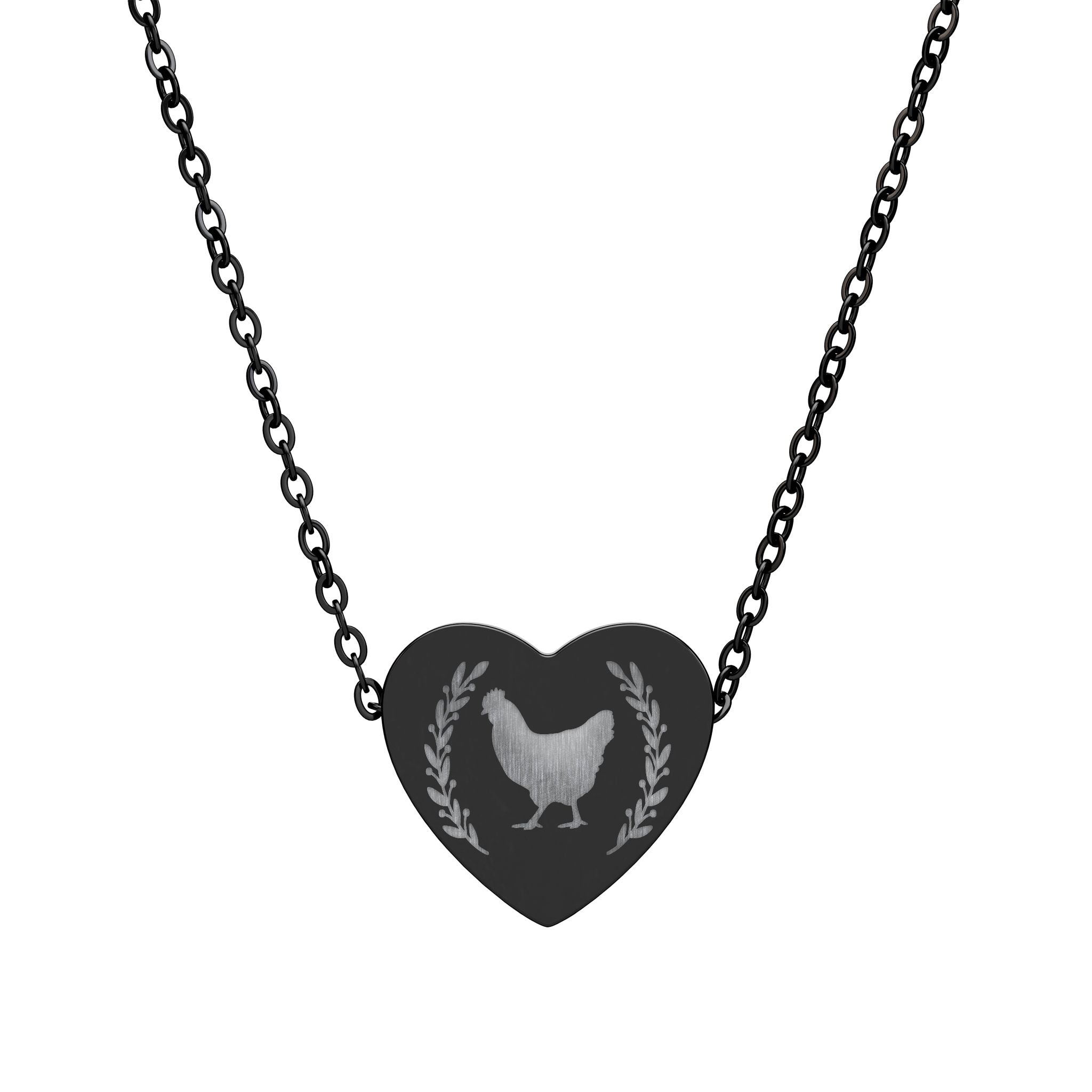 Hen Heart Necklace – Chicken Lover Jewelry, Farmhouse Stainless Steel Necklace, Backyard Chicken Gift