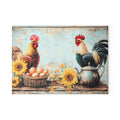 Rustic Rooster Glass Cutting Board | Farmhouse Chicken Kitchen Decor | Sunflower Rooster Tempered Glass Cutting Board | Gumpert Homestead