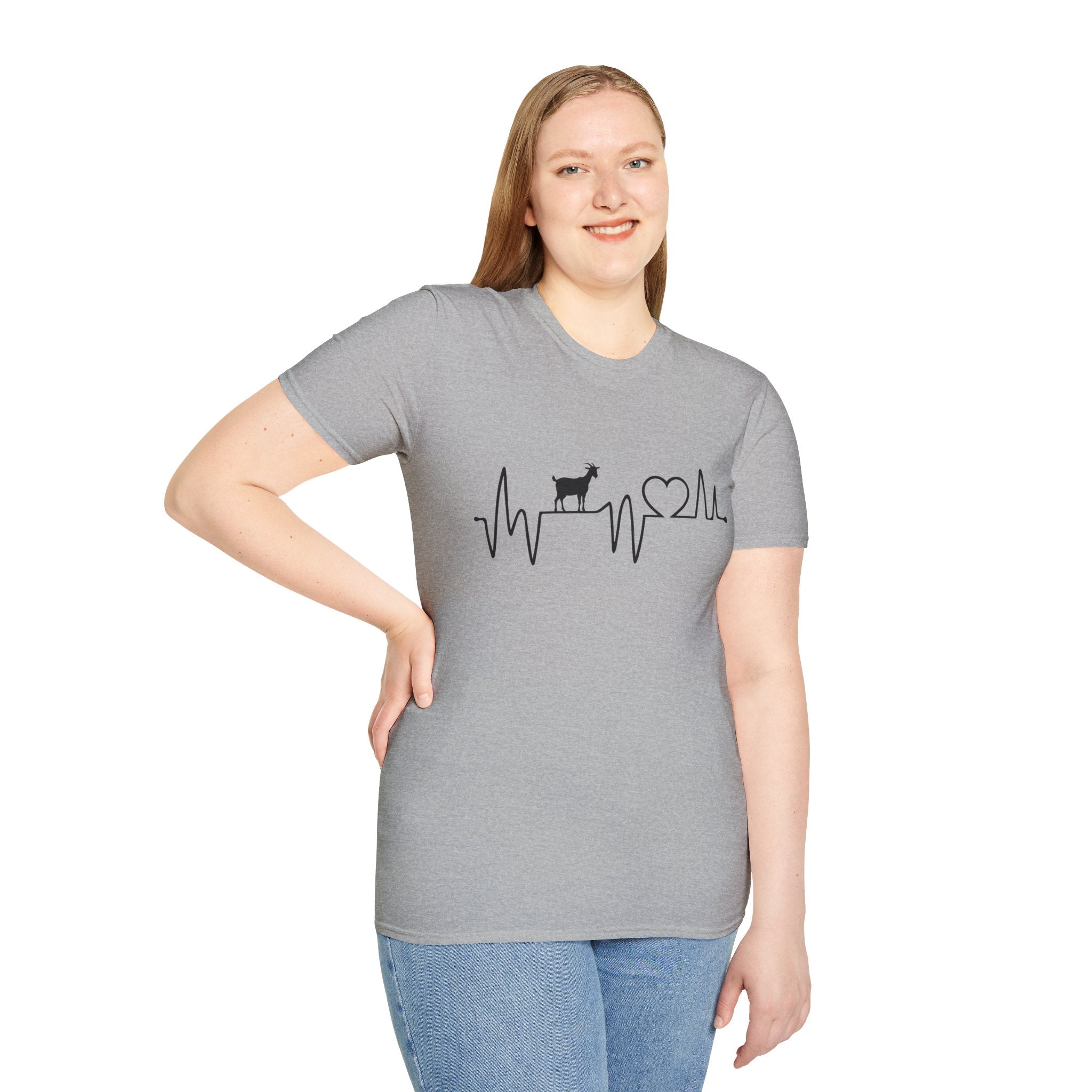Goat Heartbeat Unisex T-Shirt | Minimalist Goat Lover ECG Farm Life Tee