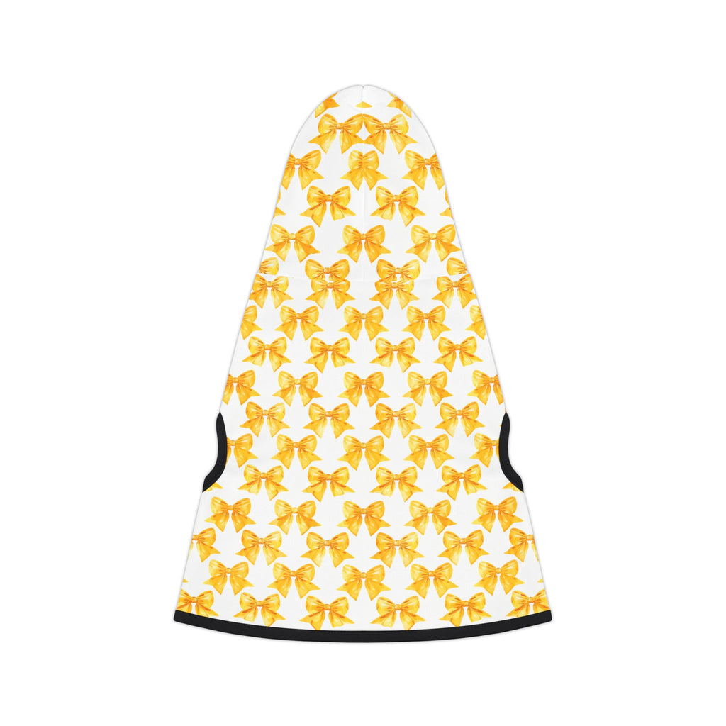 Yellow Coquette Bows Cute Pet Hoodie - Adorable Puppy Sweater, Small Dog Outfit, Furry Friend Gift, Pet Apparel, Animal Lover Present