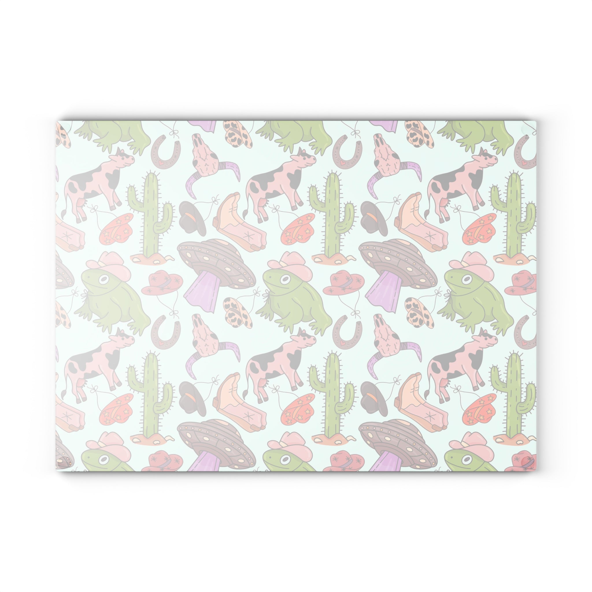 Cowgirl Western Glass Cutting Board | Pink Western Kitchen Decor | Cowboy Boots & Cactus Tempered Glass Cutting Board | Gumpert Homestead