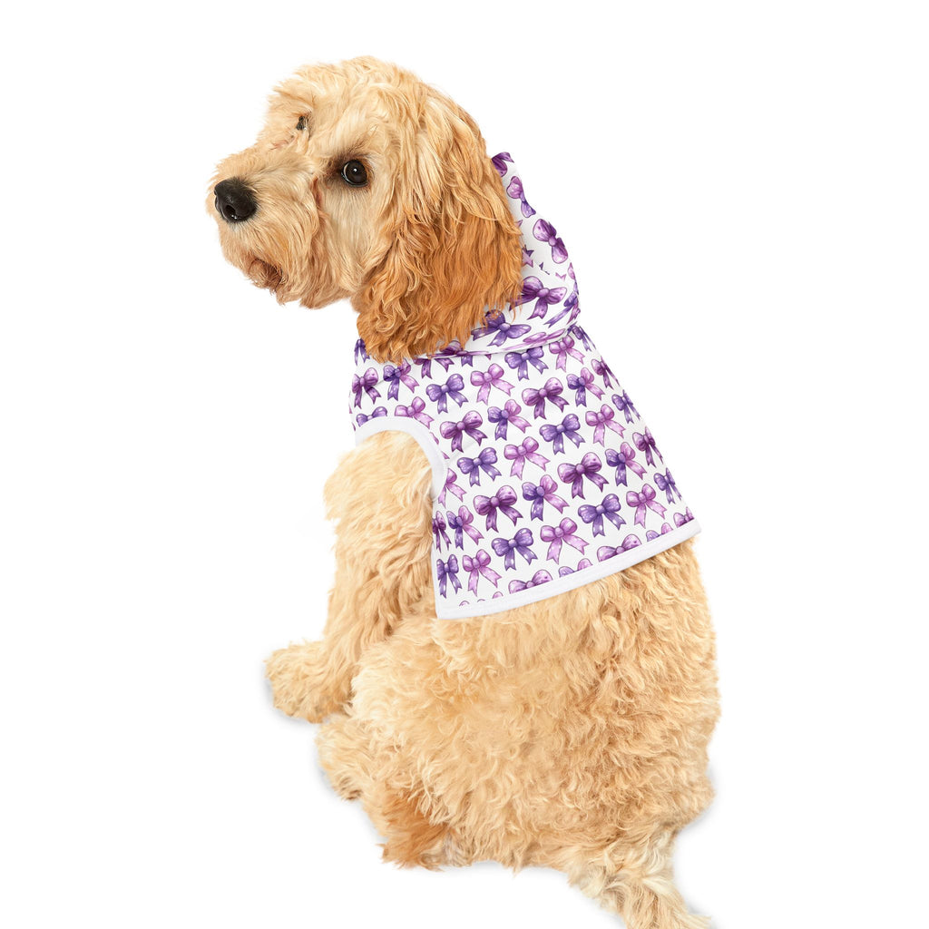 Purple Coquette Bows Cute Pet Hoodie - Adorable Puppy Sweater, Small Dog Outfit, Furry Friend Gift, Pet Apparel, Animal Lover Present