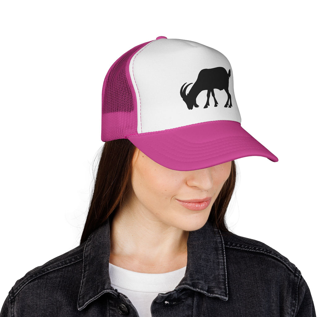 Goat Silhouette Trucker Hat – Farm Goat Hat, Homestead Goat Keeper Cap, Minimalist Farm Life Snapback