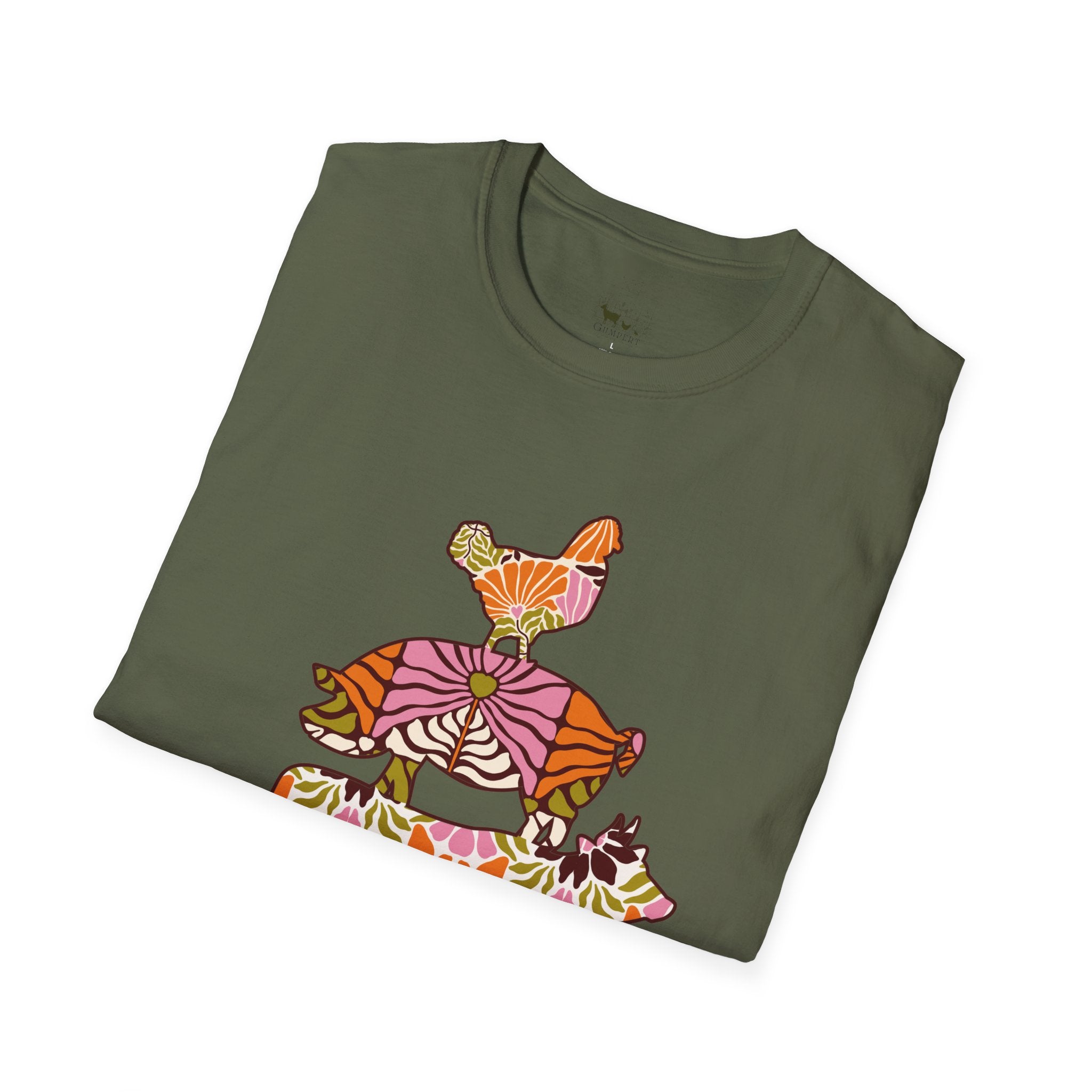 Floral Pig Stack T-Shirt – Cute Farm Pig Shirt, Cottagecore Pig Graphic Tee, Farm Life Animal Shirt, Homestead Apparel, Pig Lover Gift