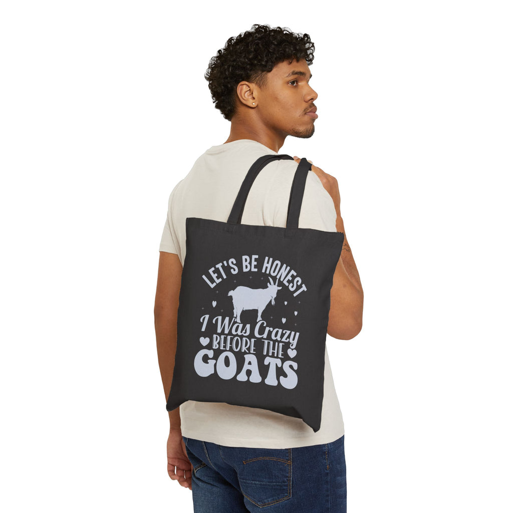 I Was Crazy Before the Goats Canvas Tote Bag – Funny Goat Mom Market Bag, Farmhouse Goat Lover Reusable Tote