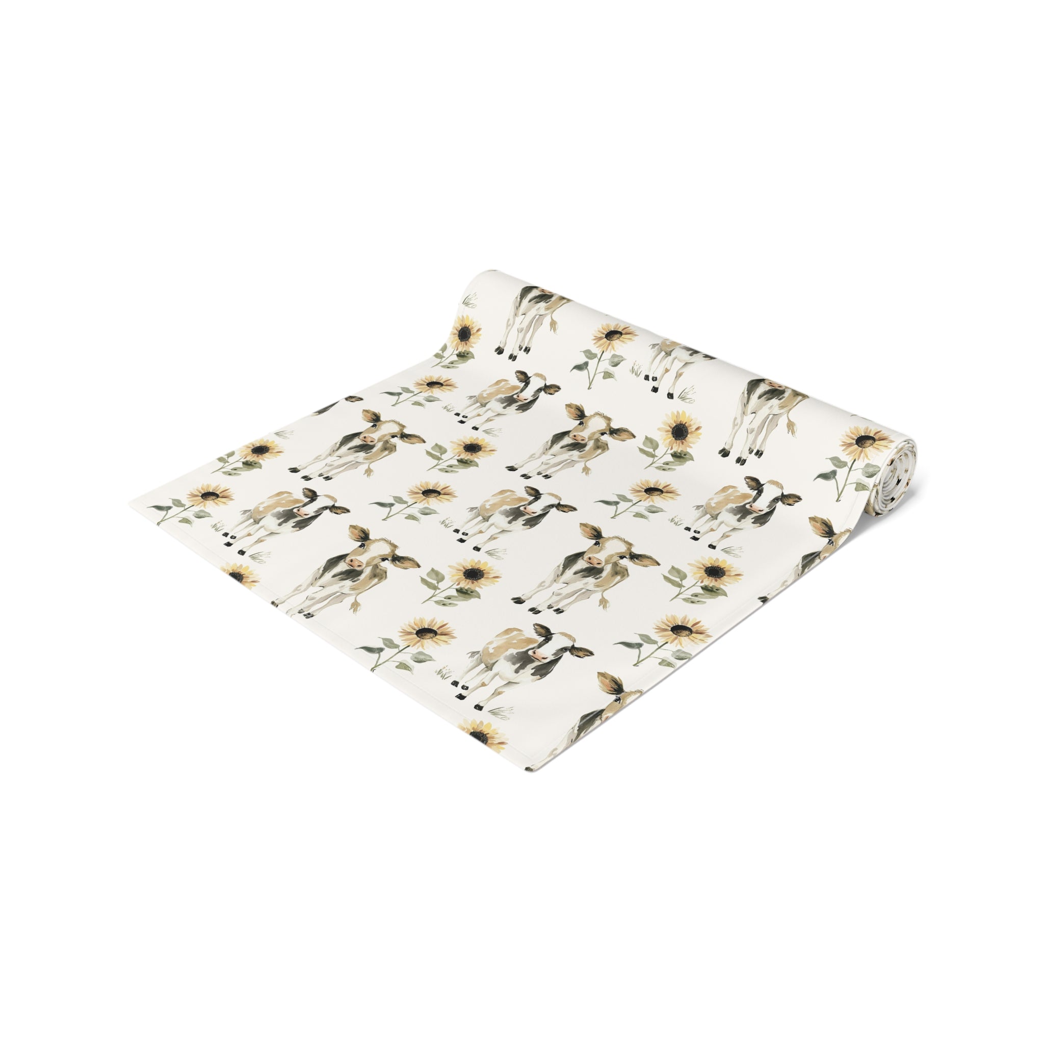 Sunflower Cow Farmhouse Tablecloth | Cottagecore Farm Dining Table Cover | Rustic Cow & Sunflower Country Table Decor | Homestead Kitchen Linen