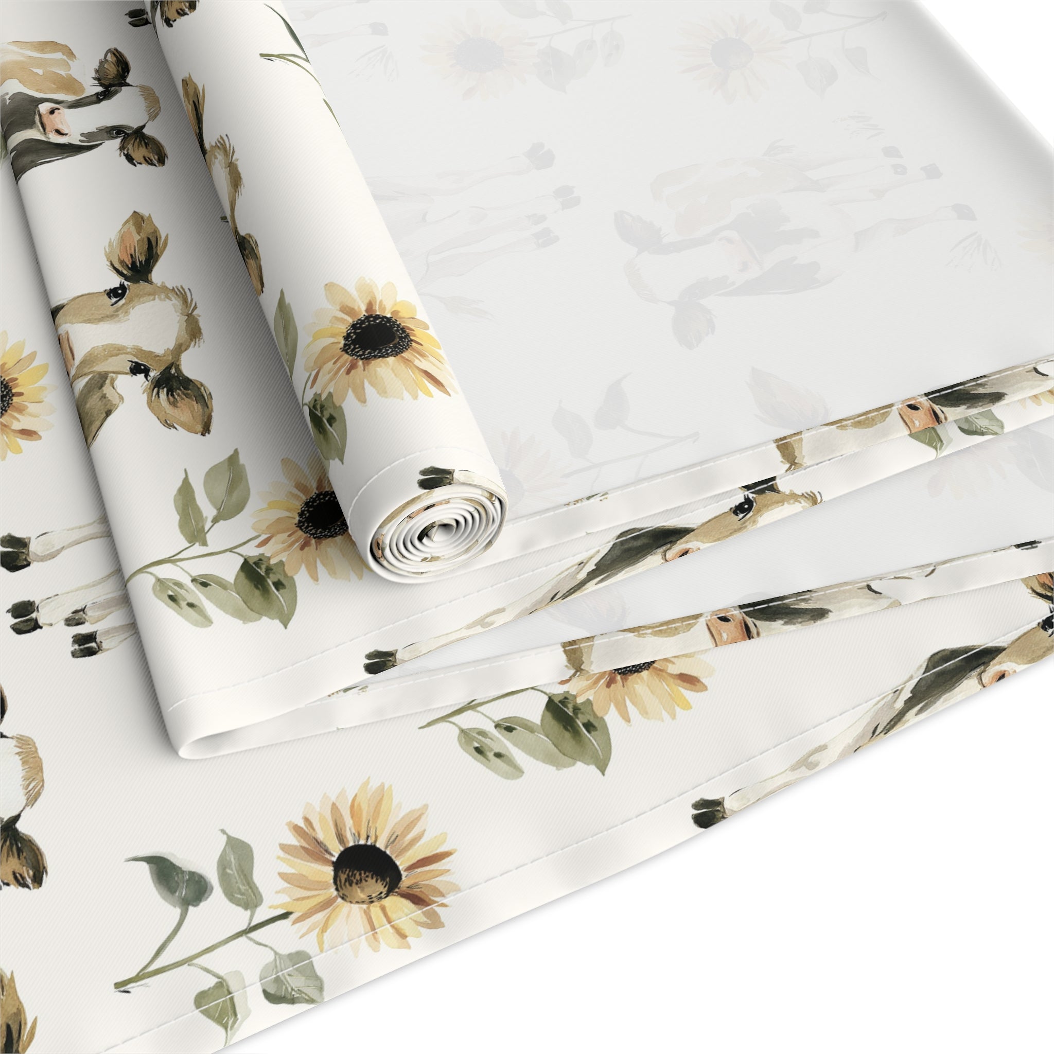 Sunflower Cow Farmhouse Tablecloth | Cottagecore Farm Dining Table Cover | Rustic Cow & Sunflower Country Table Decor | Homestead Kitchen Linen
