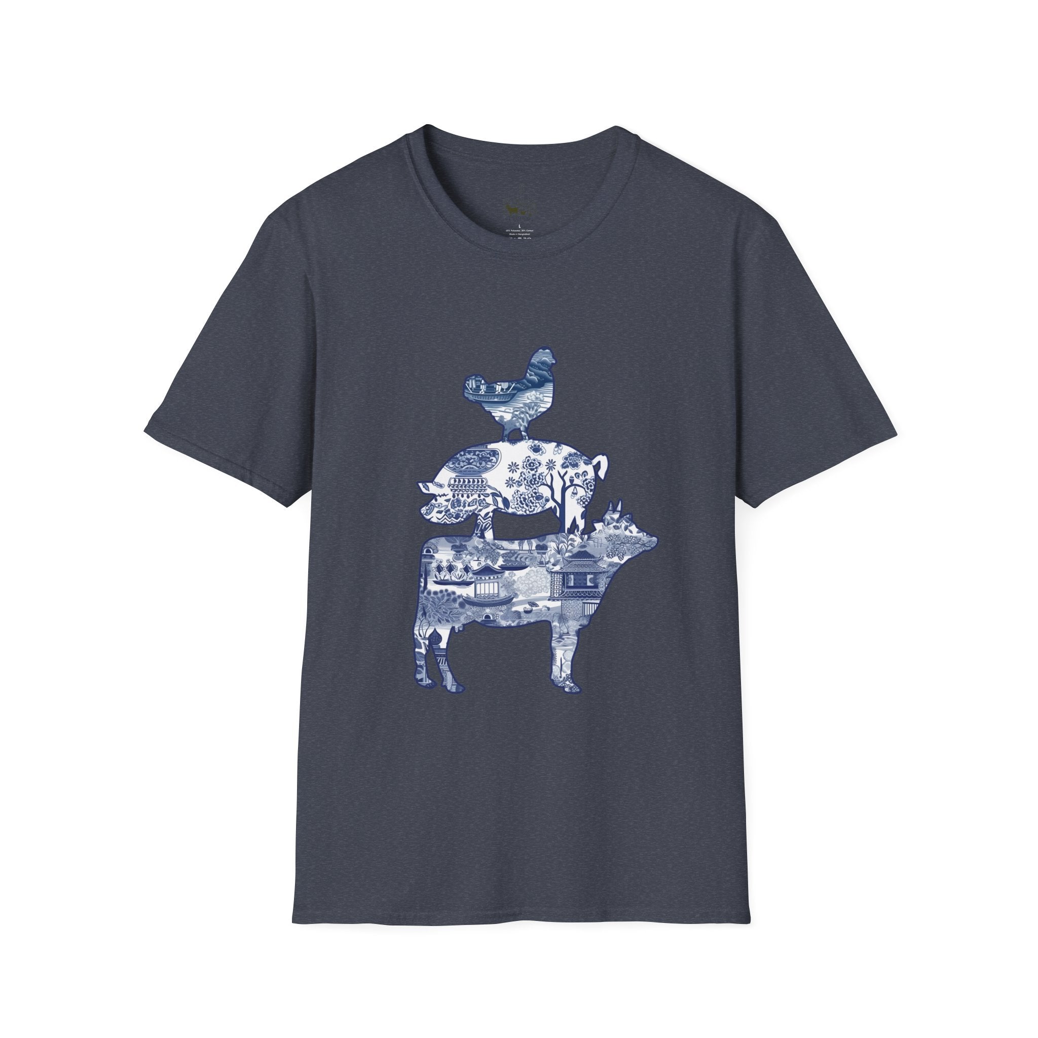 Floral Pig Stack T-Shirt – Cute Farm Pig Shirt, Cottagecore Pig Graphic Tee, Farm Life Animal Shirt, Homestead Apparel, Pig Lover Gift