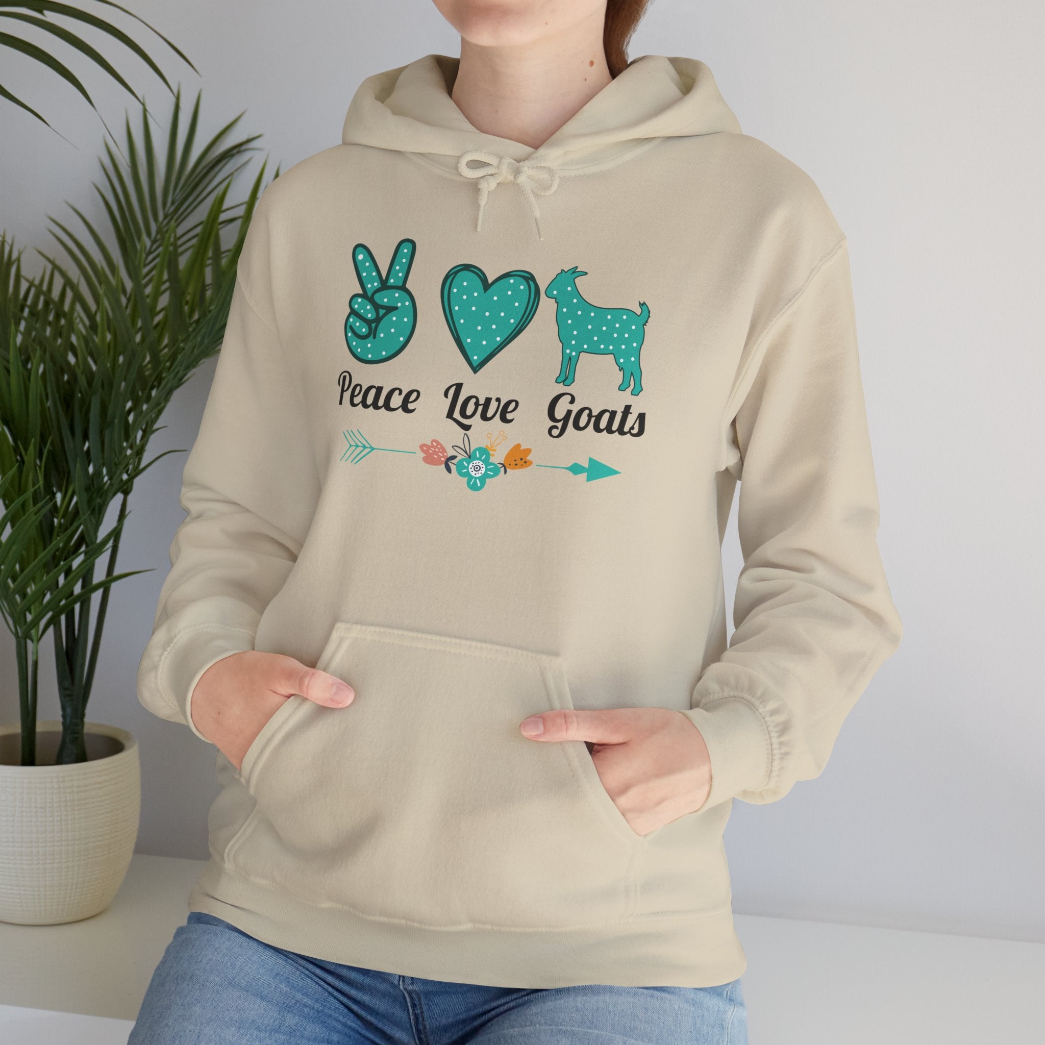 Peace Love Goats Hoodie – Unisex Farmhouse Goat Lover Sweatshirt | Cozy Homestead Country Apparel