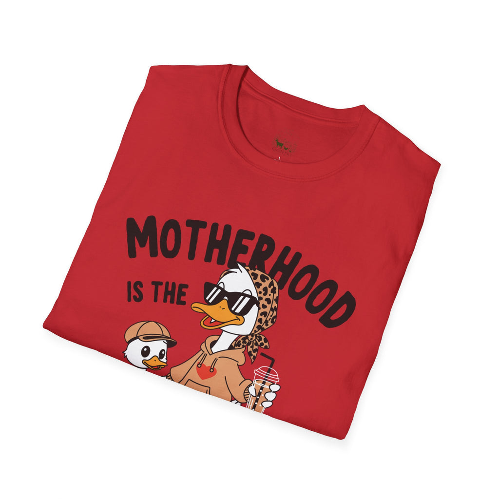 Motherhood Is the Realest Hood Funny Duck Mom Unisex T-Shirt | Farm Mom Graphic Tee