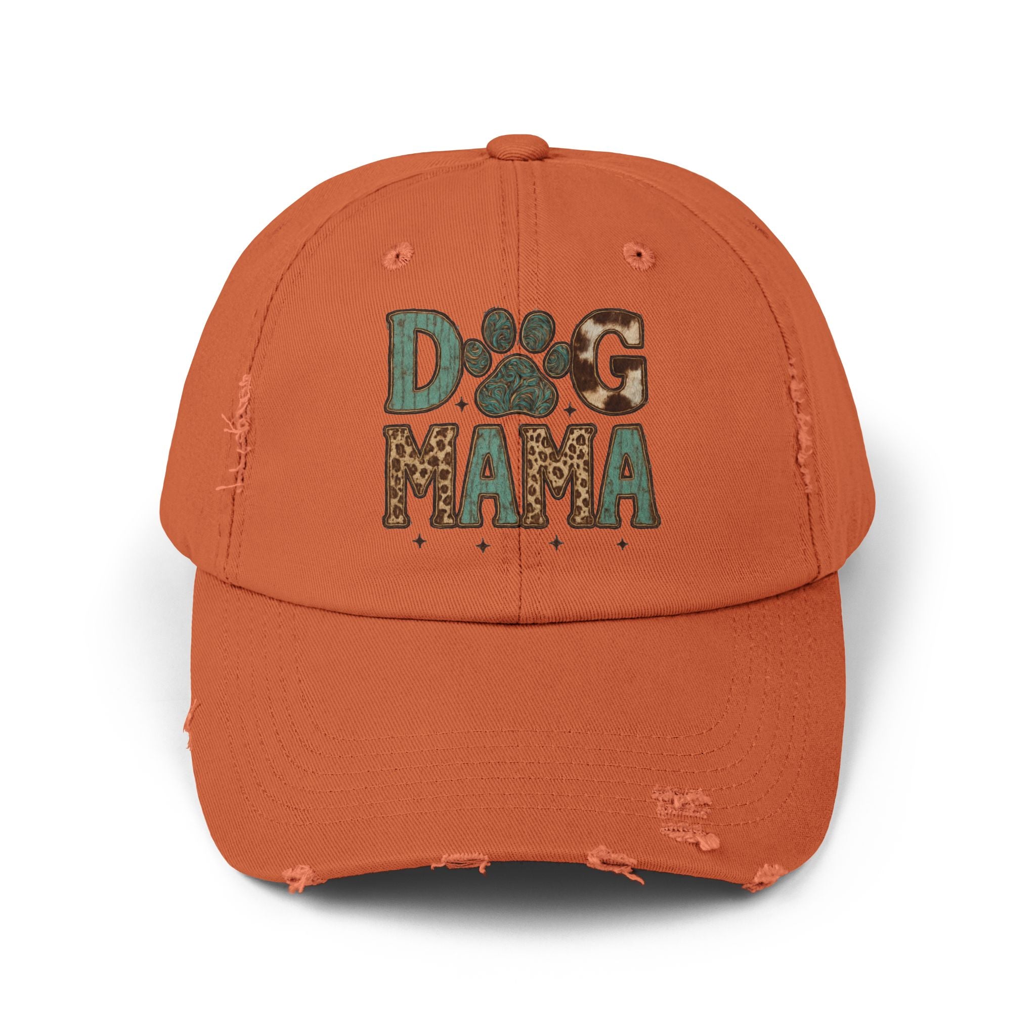 Dog Mama Distressed Baseball Cap – Vintage Dog Mom Hat, Farmhouse Pet Lover Cap, Washed Cotton Casual Hat