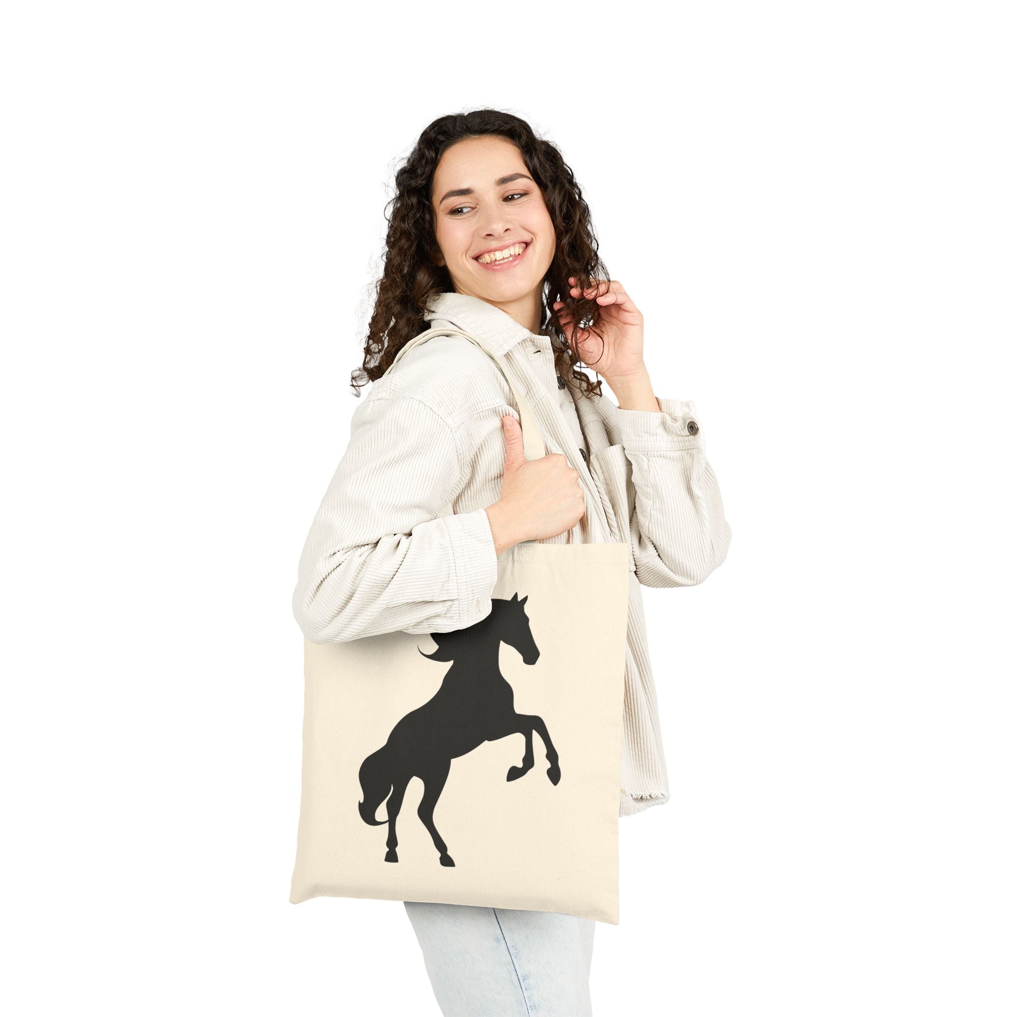Rearing Horse Silhouette Canvas Tote Bag | Equestrian Farm Tote | Minimalist Horse Lover Market Bag | Rustic Farmhouse Country Tote