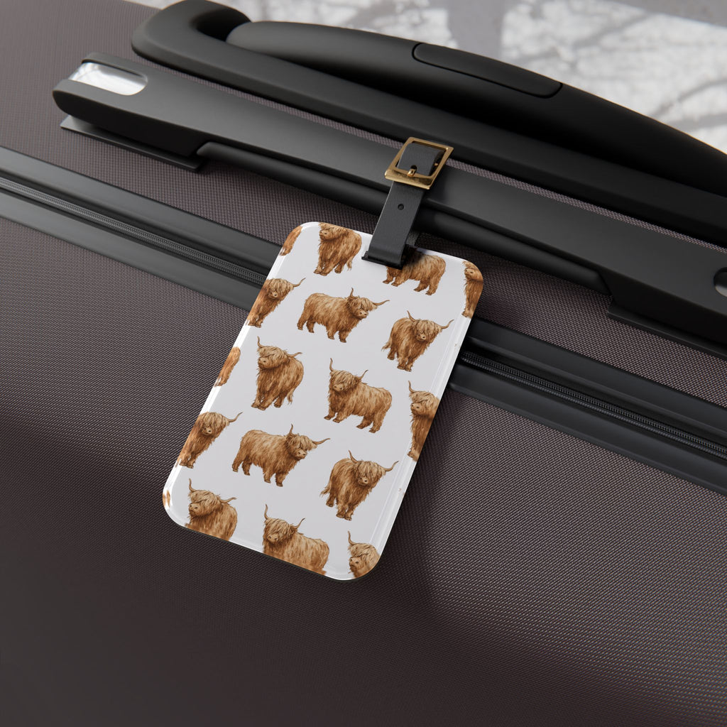 Highland Cow Luggage Tag | Rustic Farmhouse Travel Accessory | Cow Lover Suitcase Tag | Western Travel Bag Identifier | Gumpert Homestead