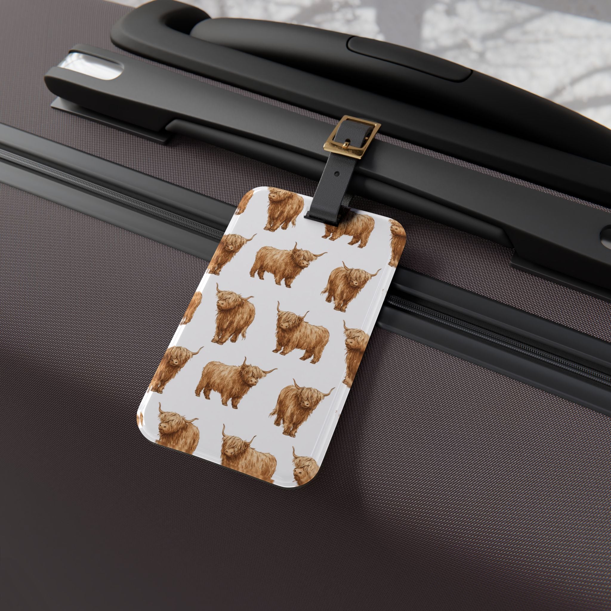 Highland Cow Luggage Tag | Rustic Farmhouse Travel Accessory | Cow Lover Suitcase Tag | Western Travel Bag Identifier | Gumpert Homestead