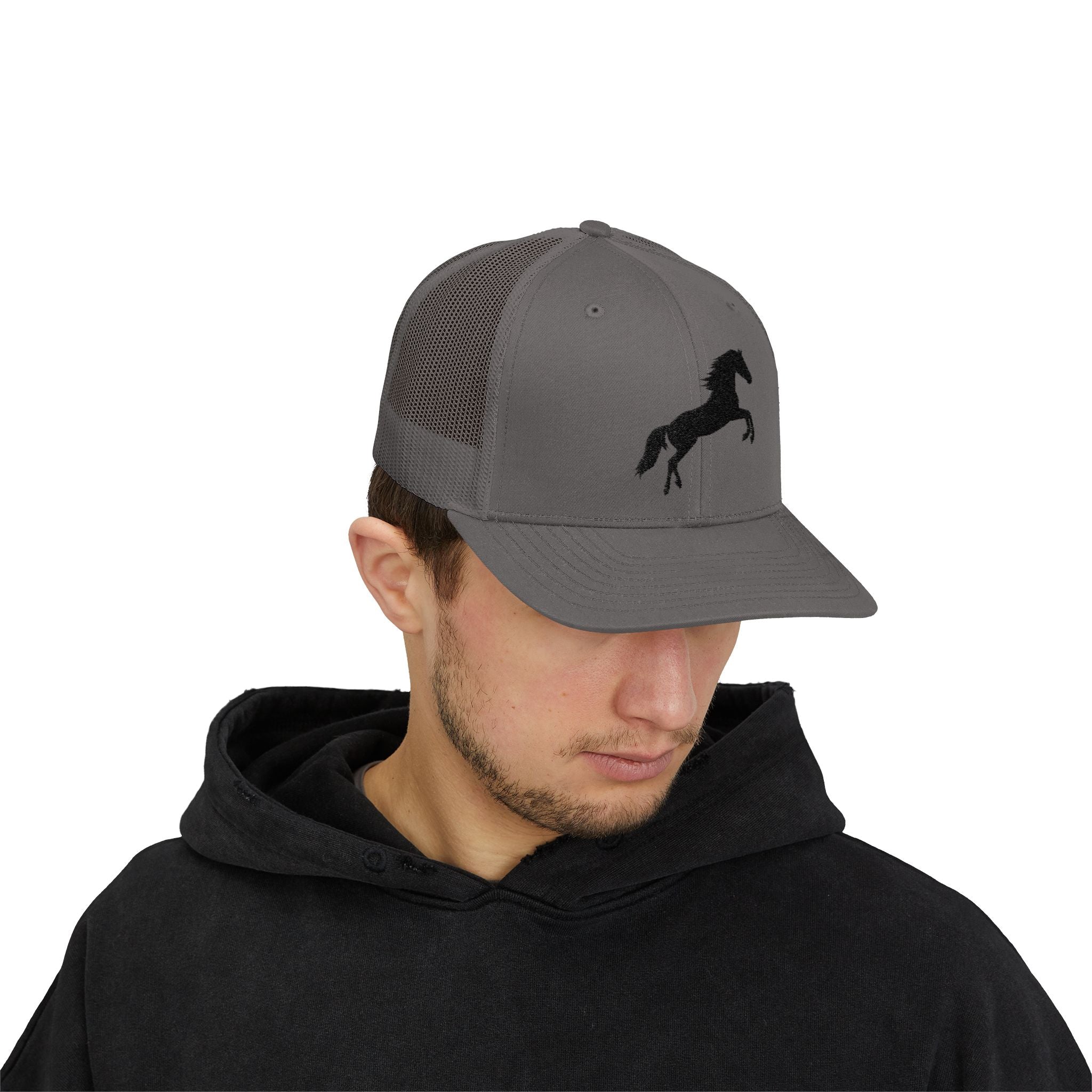 Rearing Horse Trucker Hat | Western Equestrian Mesh Snapback Cap | Rustic Ranch Horse Lover Hat | Farm Life Country Cowboy Cap