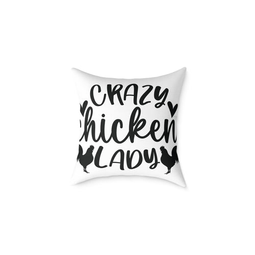 Crazy Chicken Lady Throw Pillow – Farmhouse Chicken Decor Cushion, Funny Homestead Accent Pillow, Country Cottage Home Decor