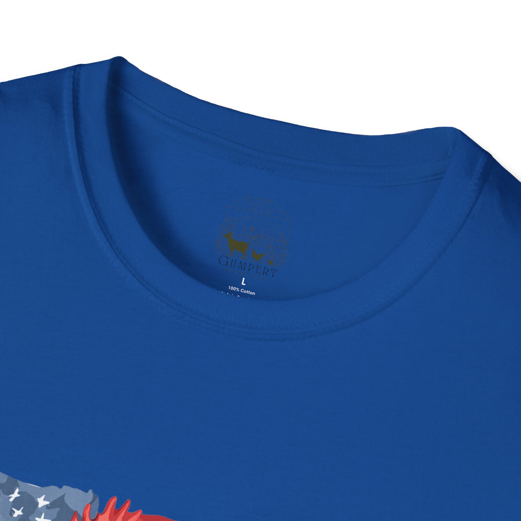 Patriotic Chicken T-Shirt – American Flag Hen Shirt, Farm Life Tee, 4th of July Chicken Shirt, Backyard Chicken Keeper Gift, Homestead Farm Apparel