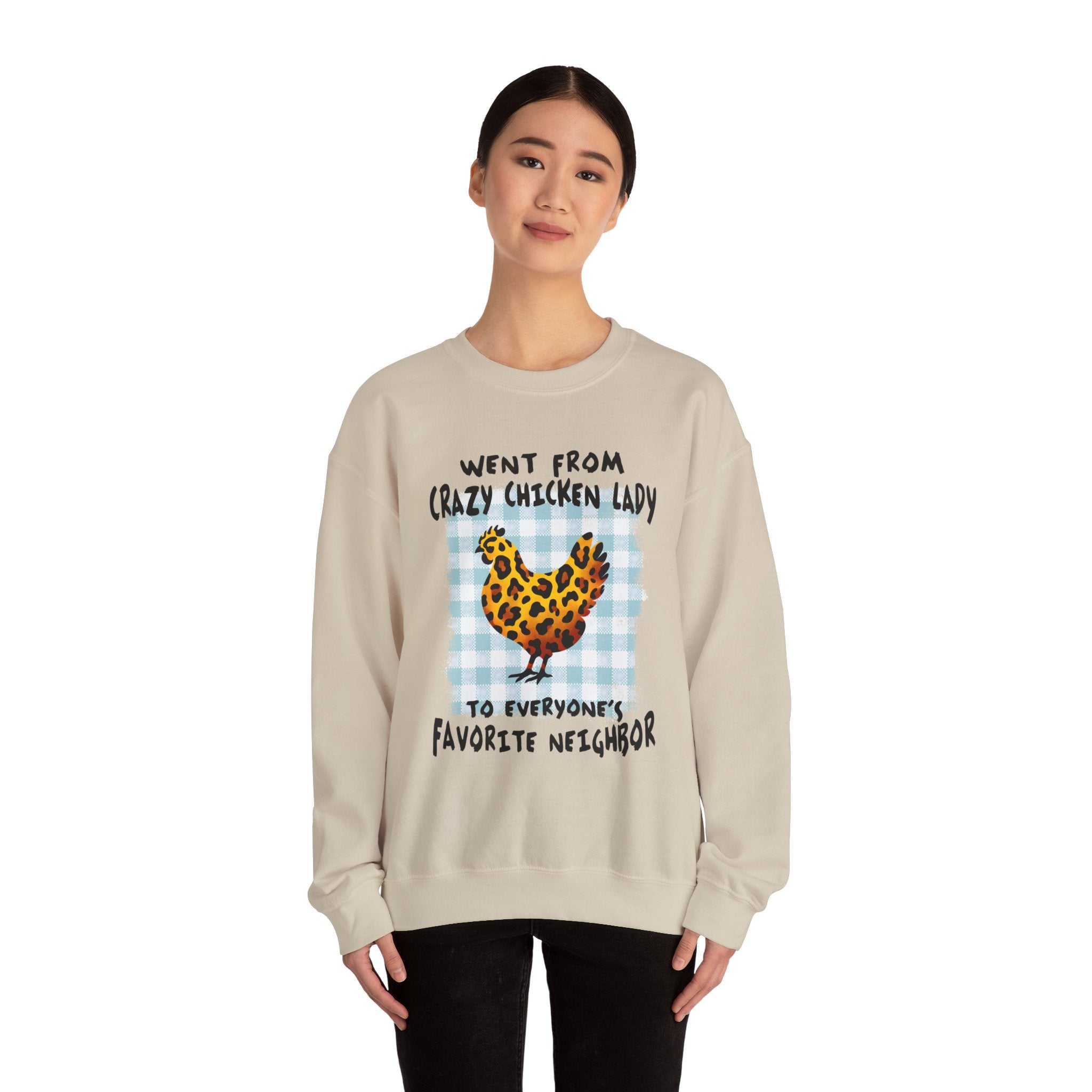 Went From Crazy Chicken Lady Sweatshirt – Funny Chicken Mom Crewneck, Farmhouse Homestead Neighbor Gift Pullover