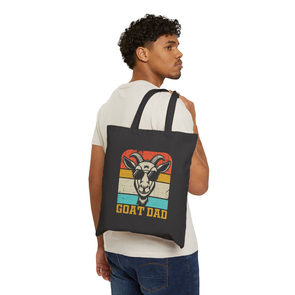 Goat Dad Canvas Tote Bag – Vintage Goat Head Market Bag, Farm Dad Reusable Tote, Funny Homestead Gift