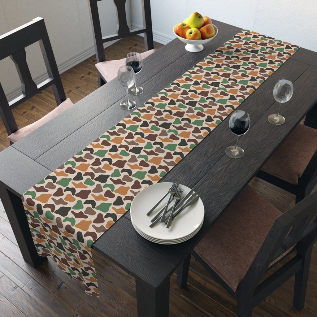 Duck Camo Farmhouse Table Runner | Rustic Waterfowl Kitchen Decor | Country Duck Print Dining Table Linen | Homestead Farm Table Runner