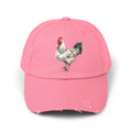 Speckled White Rooster Distressed Baseball Cap – Light Sussex Style Chicken Hat, Vintage Farm Rooster Cap, Backyard Chicken Keeper Gift