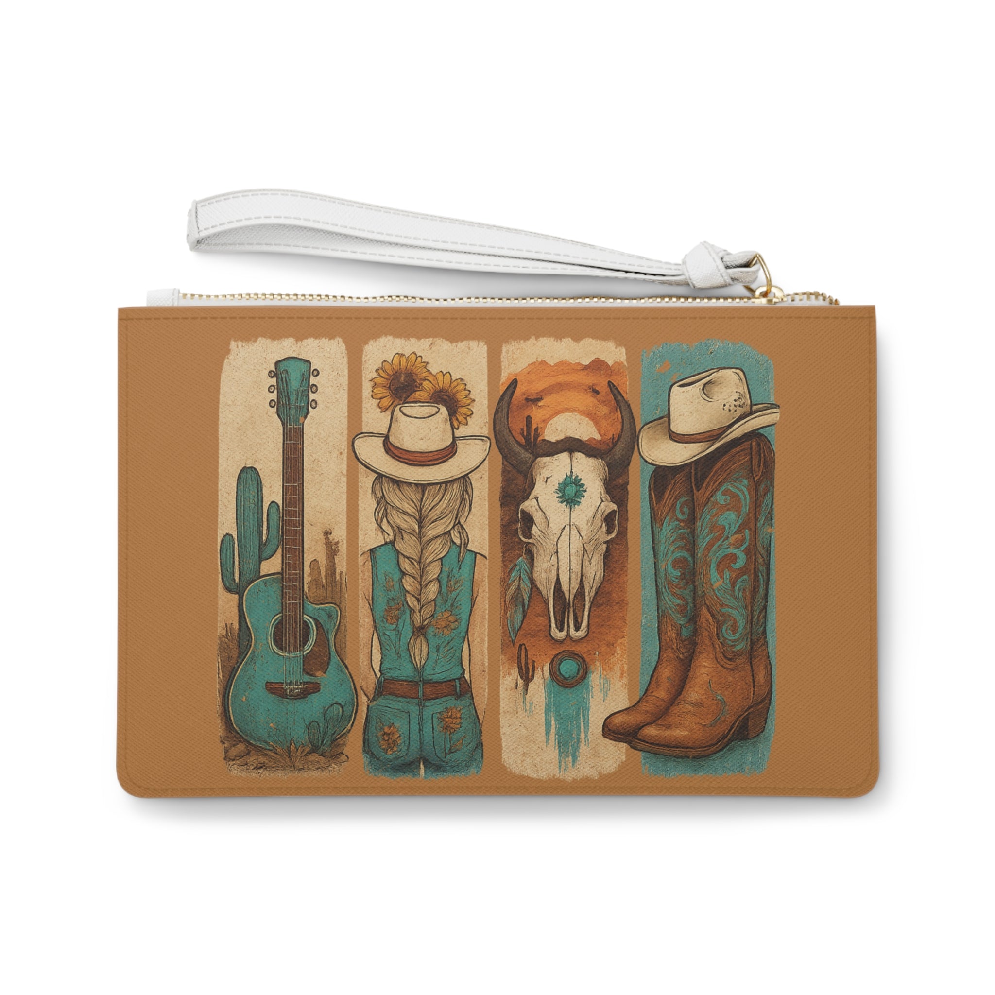 Western Cowgirl Clutch Bag | Cowboy Boots Wristlet Purse | Rustic Farmhouse Makeup Bag | Country Western Zipper Pouch | Boutique Rodeo Accessory