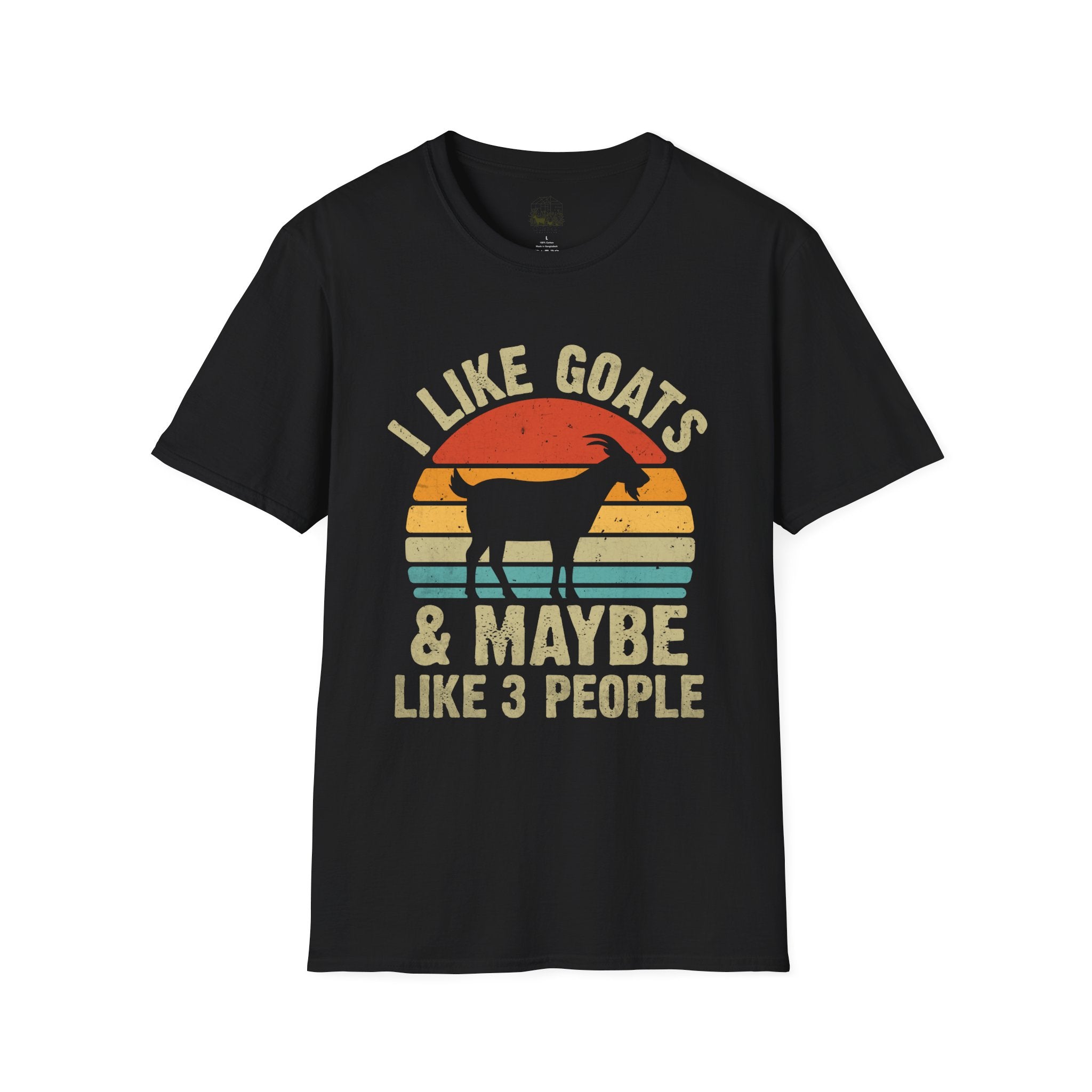“I Like Goats & Maybe Like 3 People” Vintage Goat Lover Unisex Softstyle T-Shirt | Funny Farm Life Tee