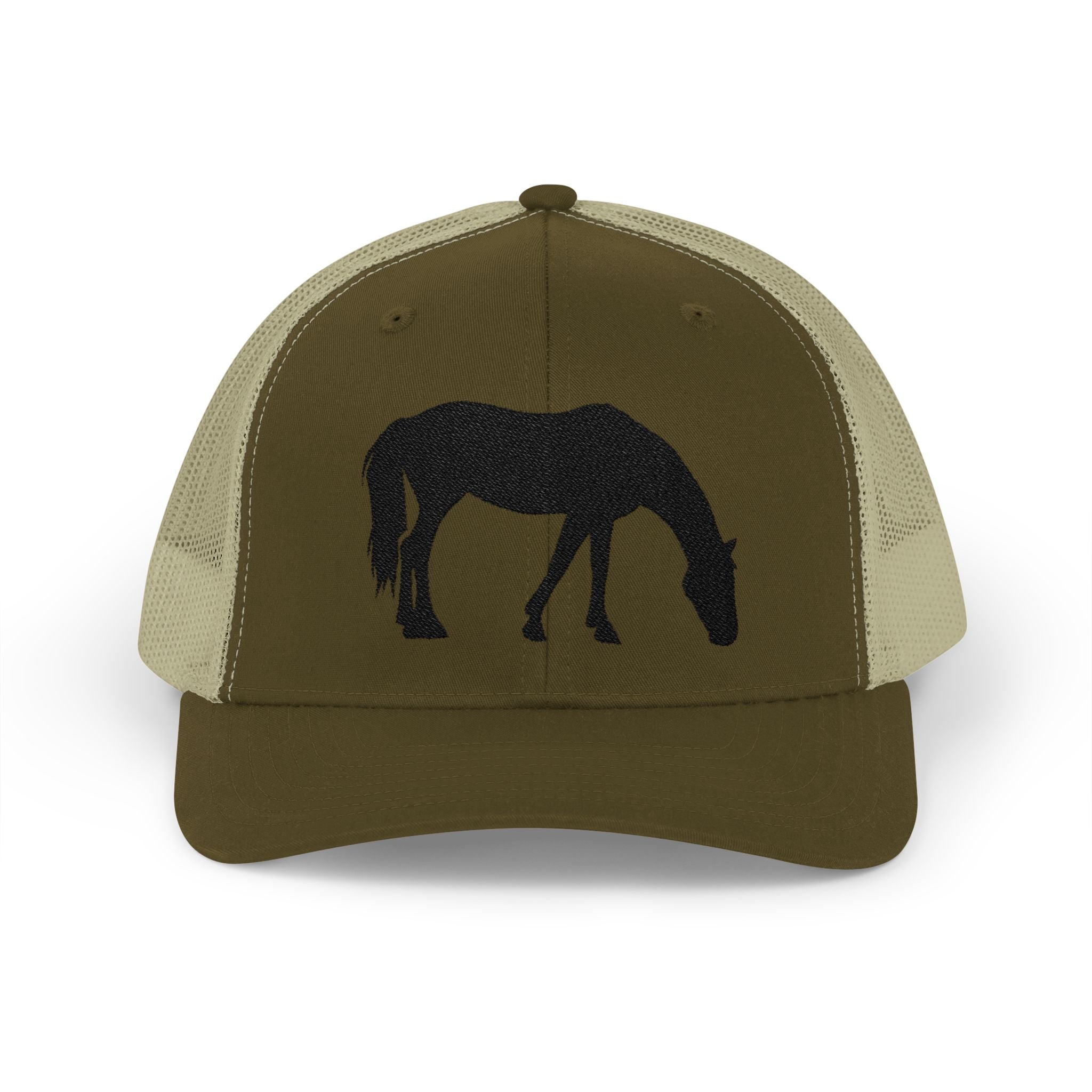 Grazing Horse Trucker Hat | Farm Life Mesh Snapback Cap | Equestrian Horse Lover Hat | Rustic Ranch & Cottagecore Farm Cap