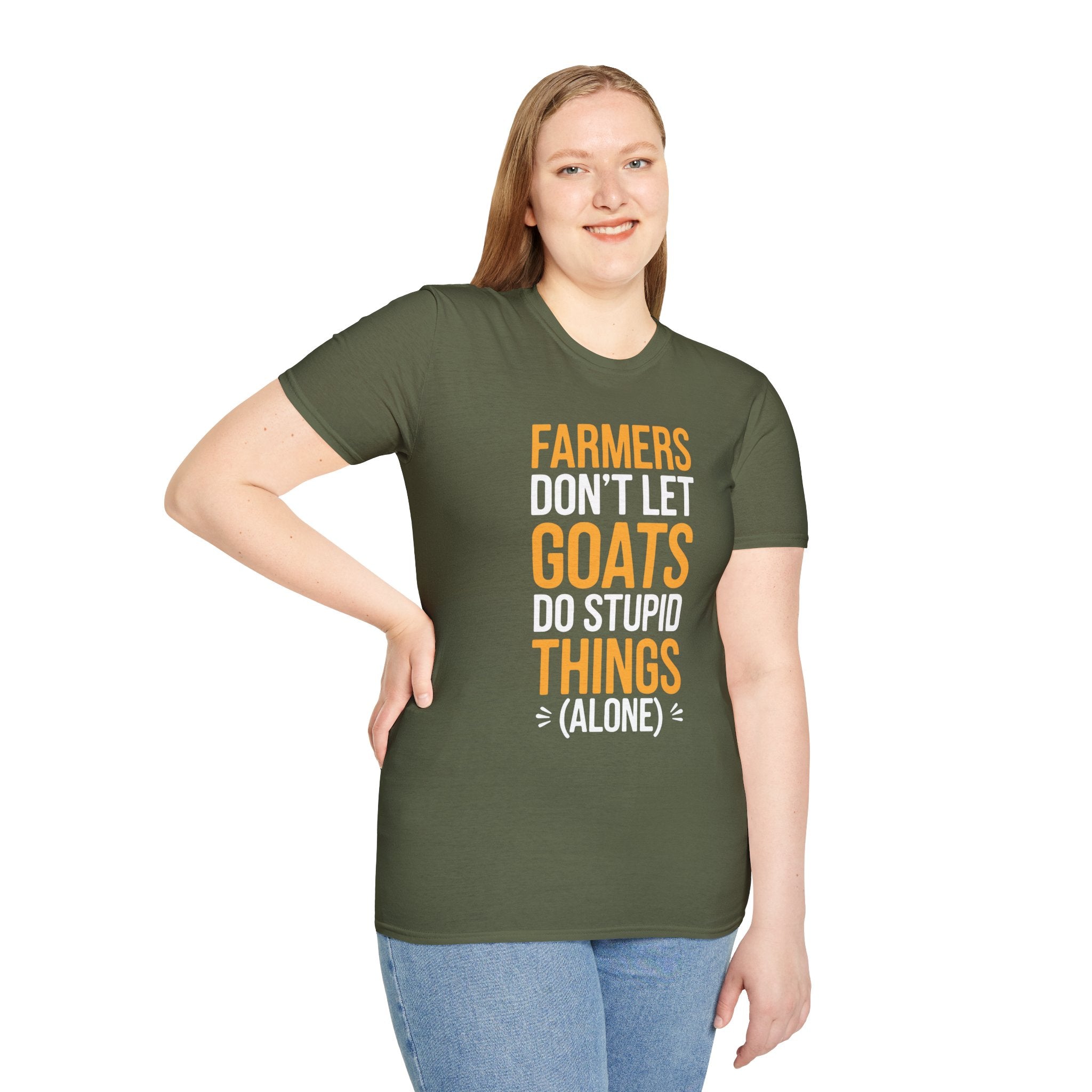 Farmers Don’t Let Goats Do Stupid Things Alone Funny Unisex T-Shirt | Goat Lover Farm Life Tee