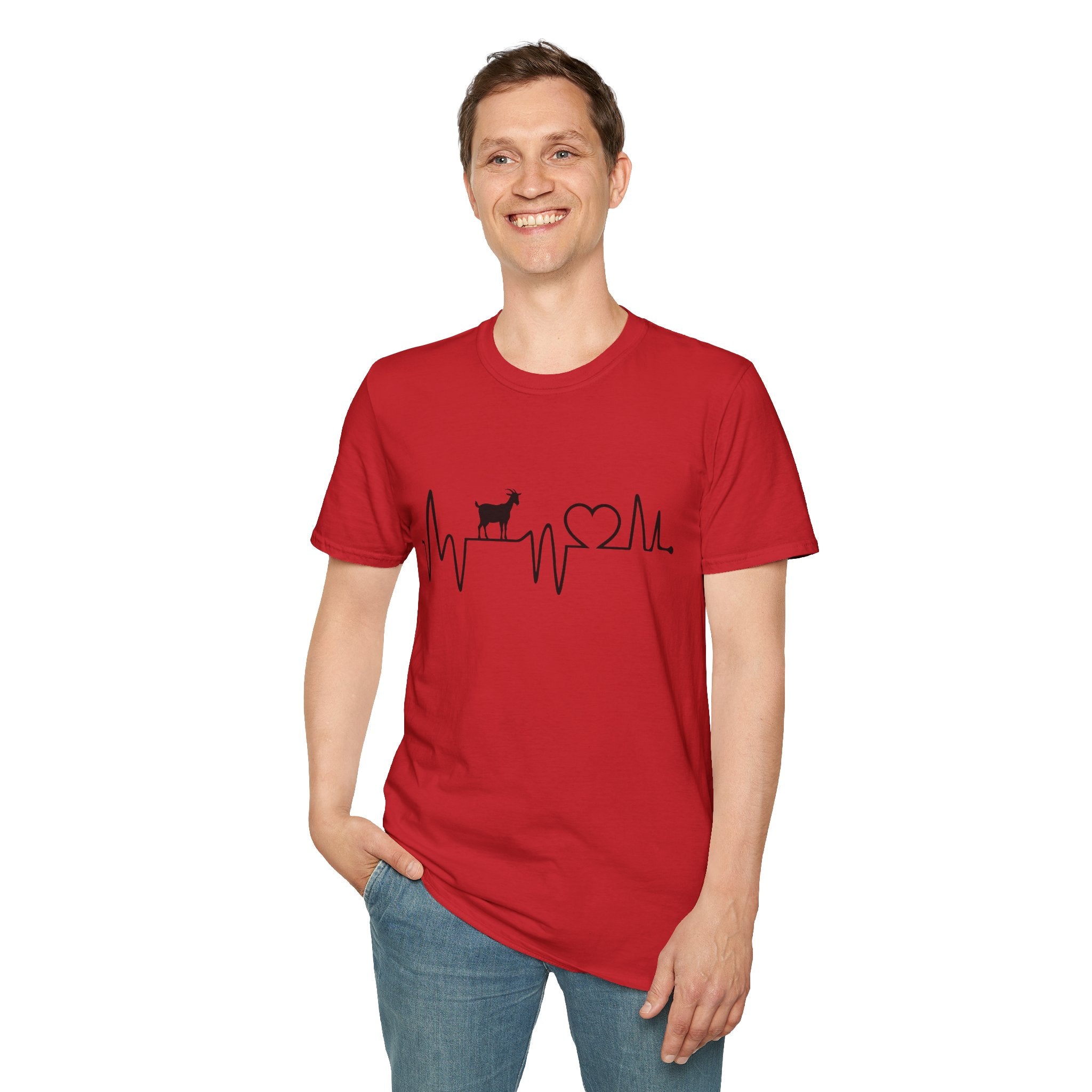 Goat Heartbeat Unisex T-Shirt | Minimalist Goat Lover ECG Farm Life Tee