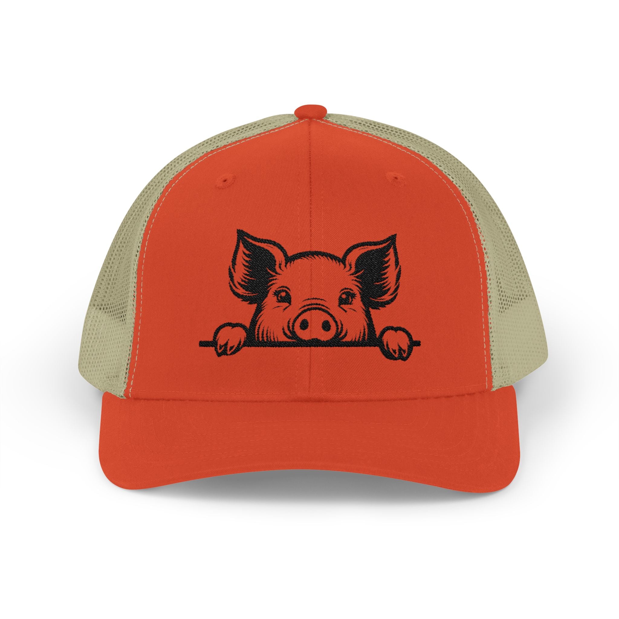 Peekaboo Pig Pink Trucker Hat | Farm Life Mesh Snapback Cap | Cute Pig Lover Hat | Cottagecore Farm Girl Hat | Homestead Animal Cap