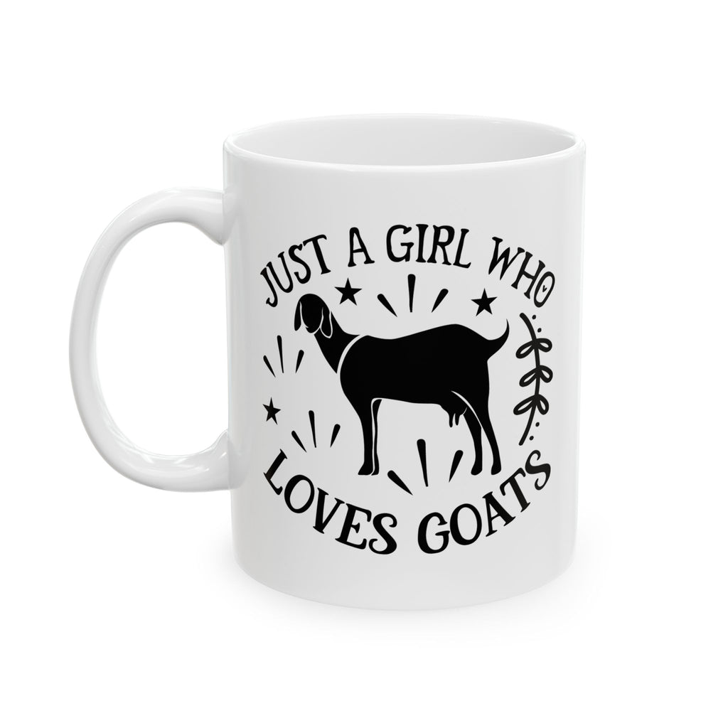 Just a Girl Who Loves Goats Mug | Farmhouse Goat Lover Coffee Cup | Homestead Ceramic Mug