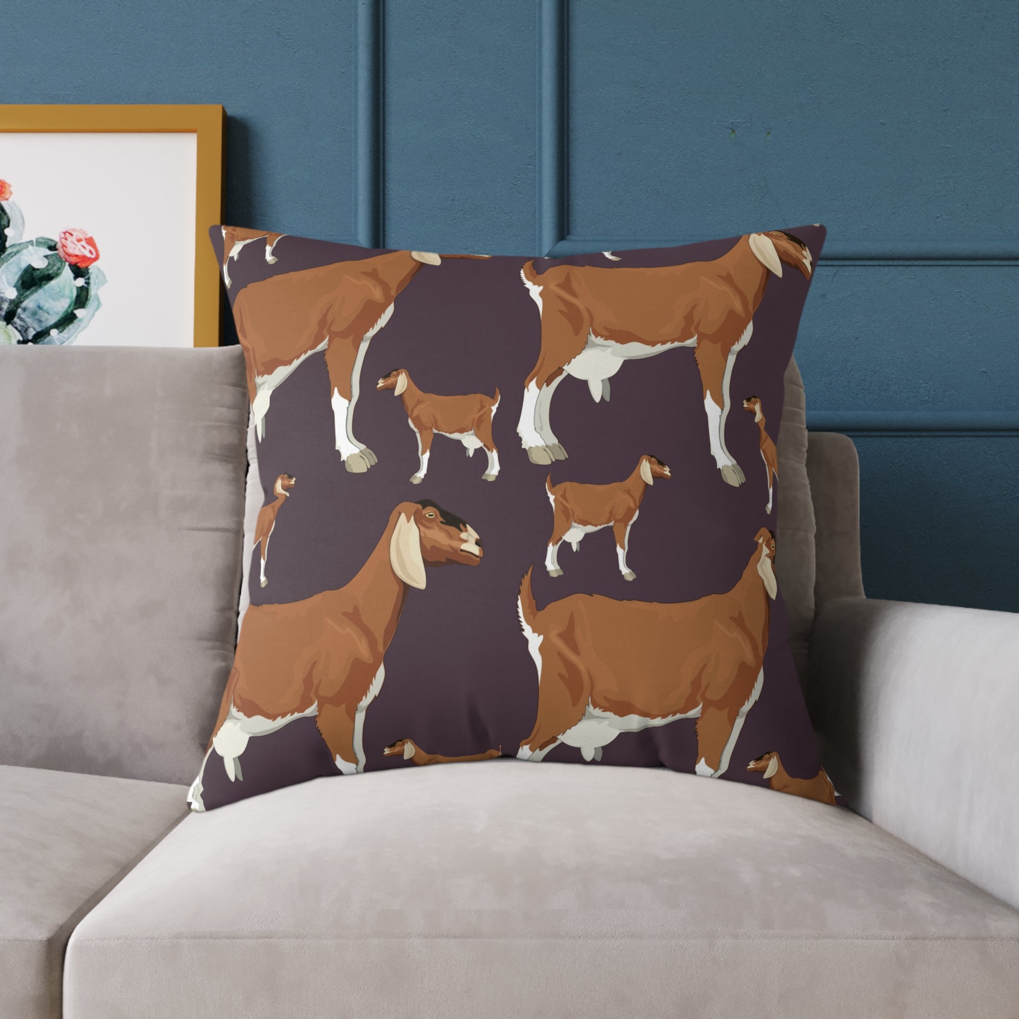 Goat Throw Pillow | Farmhouse Goat Accent Pillow | Rustic Goat Home Decor Cushion | Country Farm Animal Pillow | Gumpert Homestead