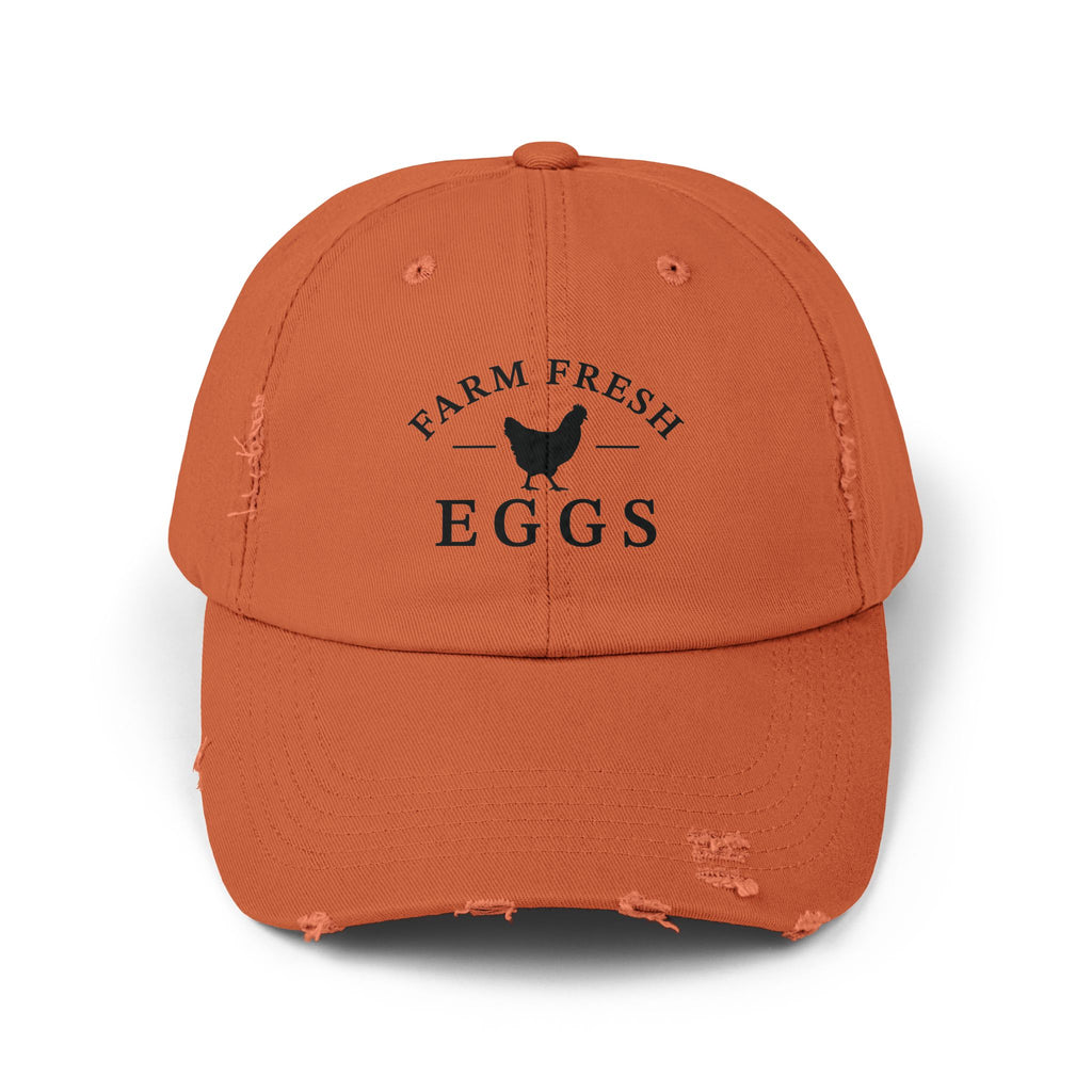 Farm Fresh Eggs Distressed Baseball Cap – Vintage Chicken Hat, Rustic Farm Egg Seller Cap, Backyard Chicken Keeper Hat, Homestead Farmwear