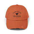 Farm Fresh Eggs Distressed Baseball Cap – Vintage Chicken Hat, Rustic Farm Egg Seller Cap, Backyard Chicken Keeper Hat, Homestead Farmwear