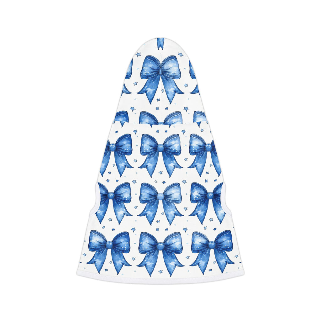 Blue Coquette Bows Cute Pet Hoodie - Adorable Puppy Sweater, Small Dog Outfit, Furry Friend Gift, Pet Apparel, Animal Lover Present