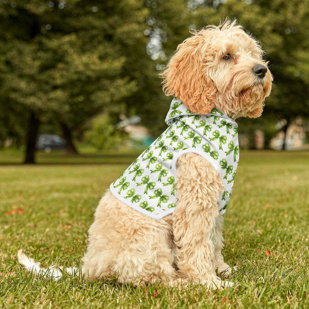 Green Coquette Bows Cute Pet Hoodie - Adorable Puppy Sweater, Small Dog Outfit, Furry Friend Gift, Pet Apparel, Animal Lover Present