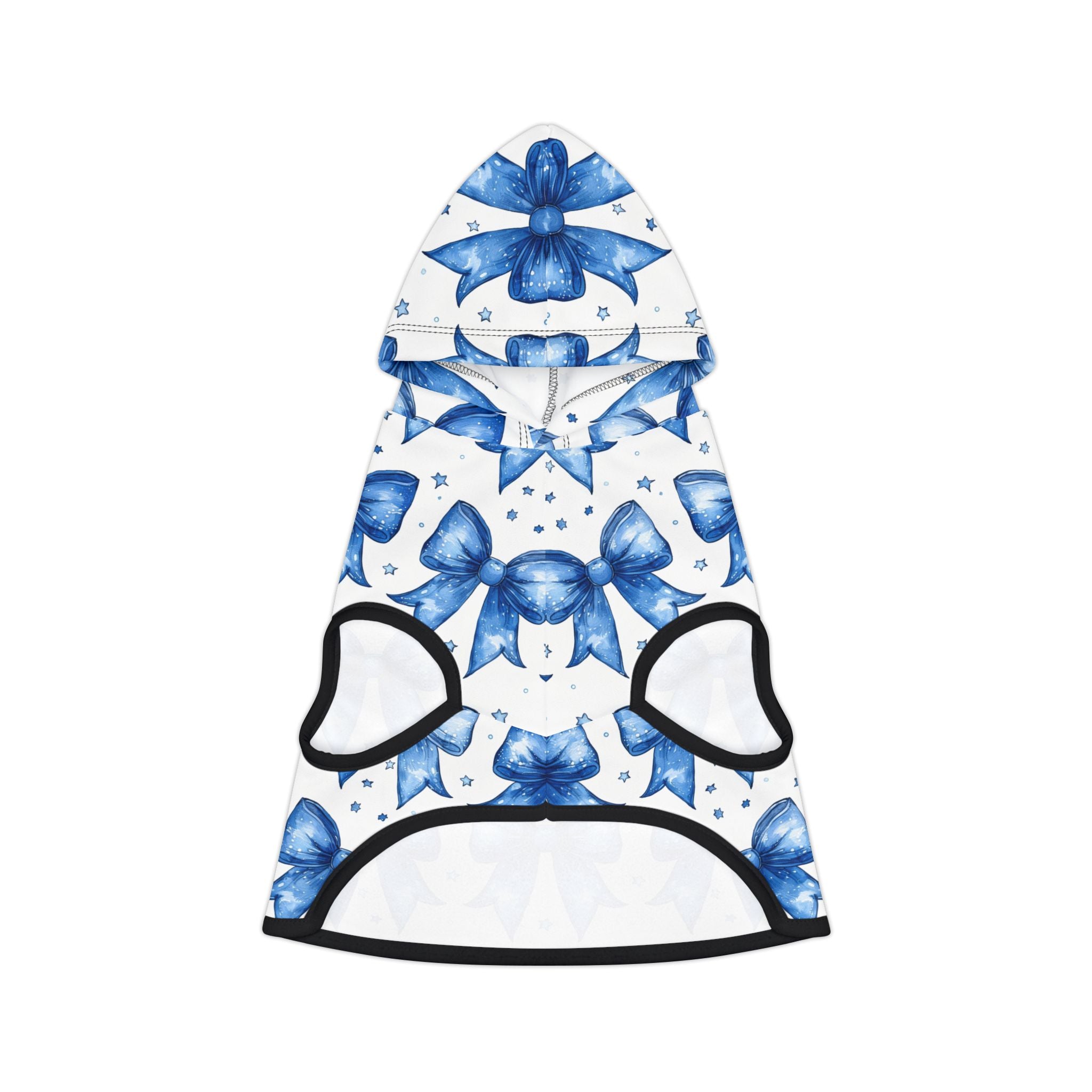 Blue Coquette Bows Cute Pet Hoodie - Adorable Puppy Sweater, Small Dog Outfit, Furry Friend Gift, Pet Apparel, Animal Lover Present