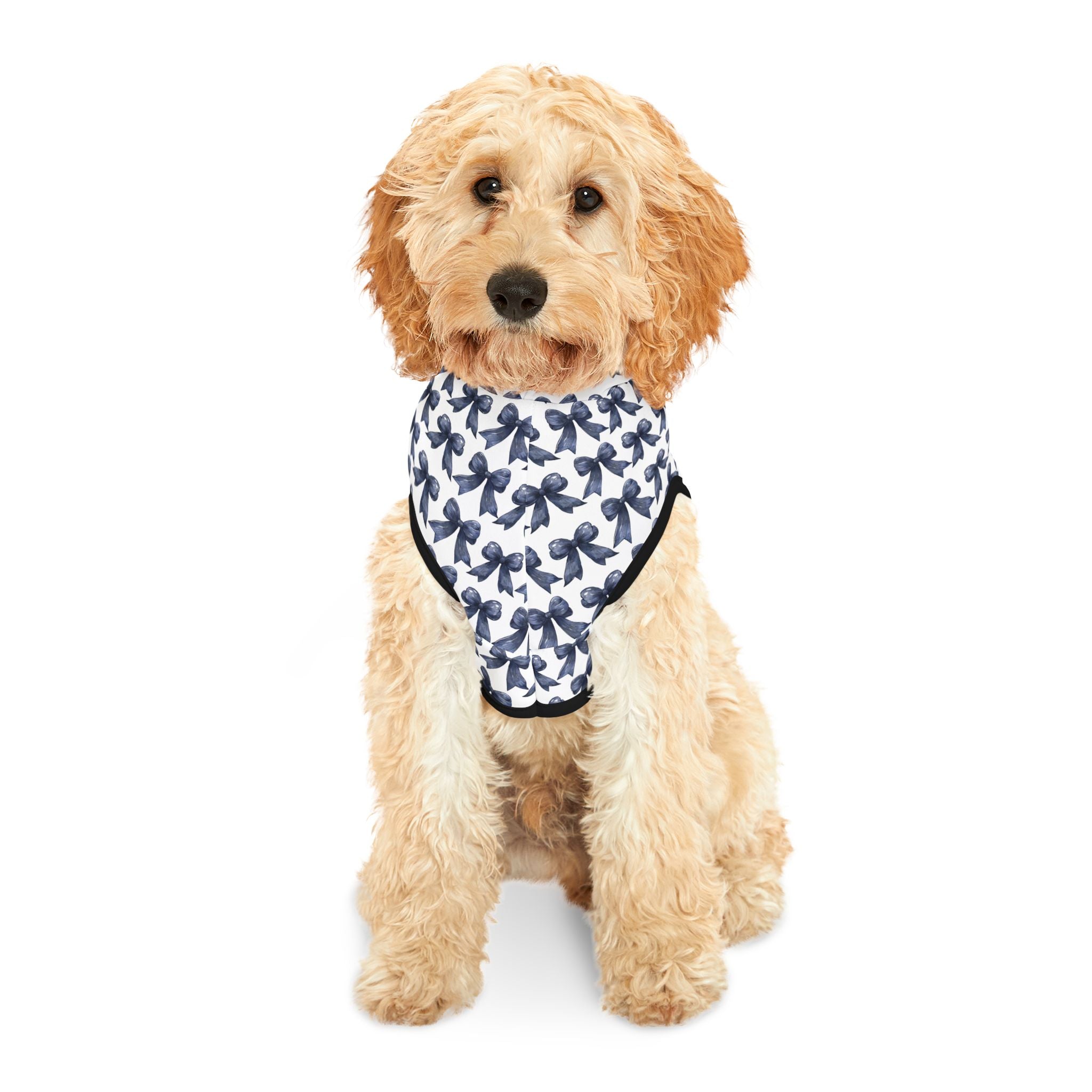 Navy Coquette Bows Cute Pet Hoodie - Adorable Puppy Sweater, Small Dog Outfit, Furry Friend Gift, Pet Apparel, Animal Lover Present