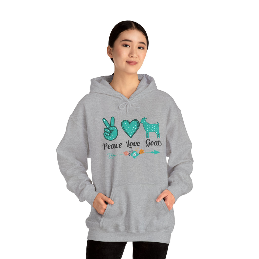 Peace Love Goats Hoodie – Unisex Farmhouse Goat Lover Sweatshirt | Cozy Homestead Country Apparel