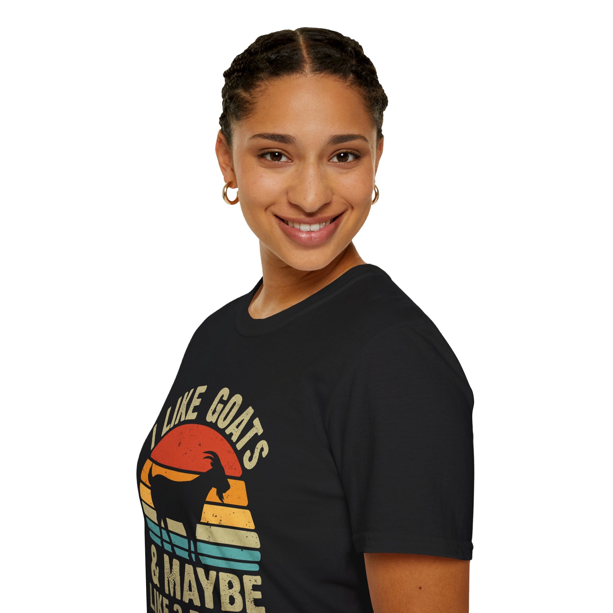 “I Like Goats & Maybe Like 3 People” Vintage Goat Lover Unisex Softstyle T-Shirt | Funny Farm Life Tee