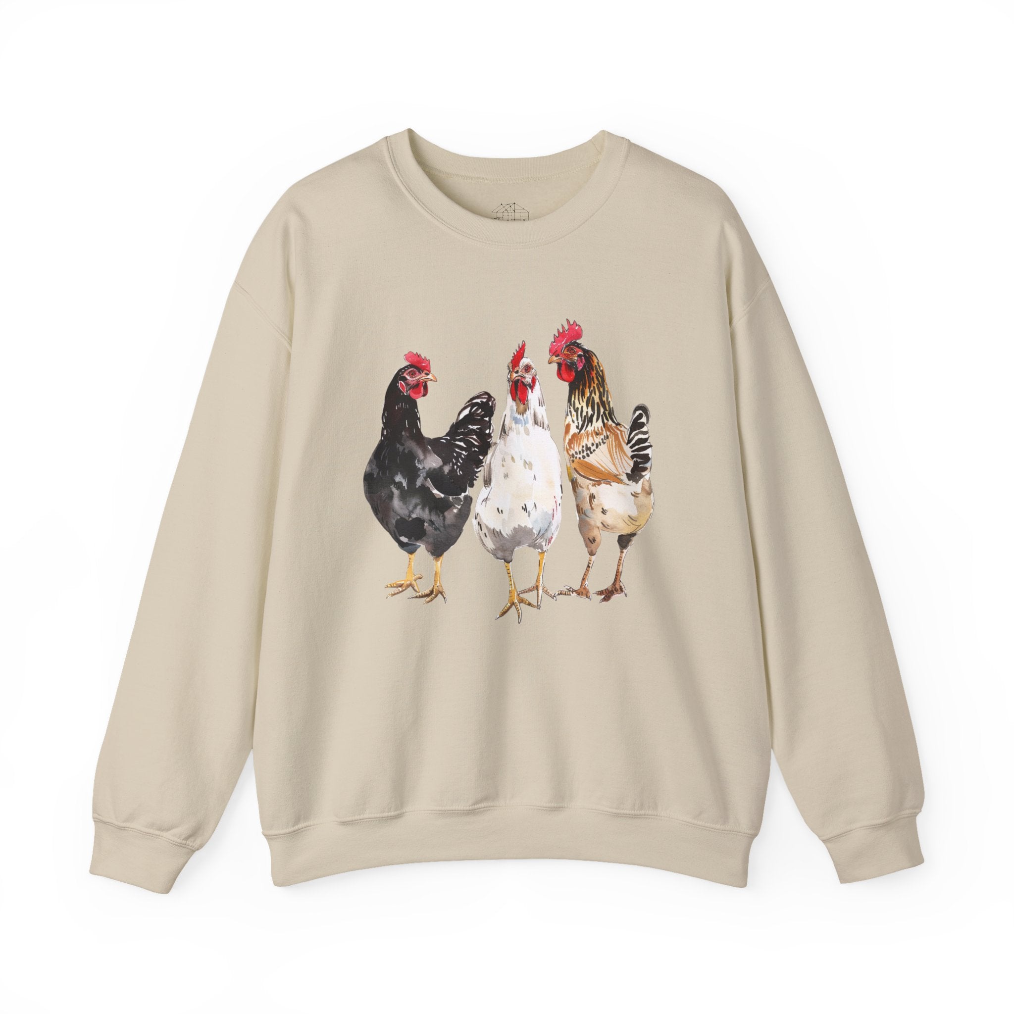 Chicken Flock Sweatshirt – Farmhouse Hen Lineup Crewneck, Cozy Homestead Chicken Mom Pullover, Unisex Gildan 18000