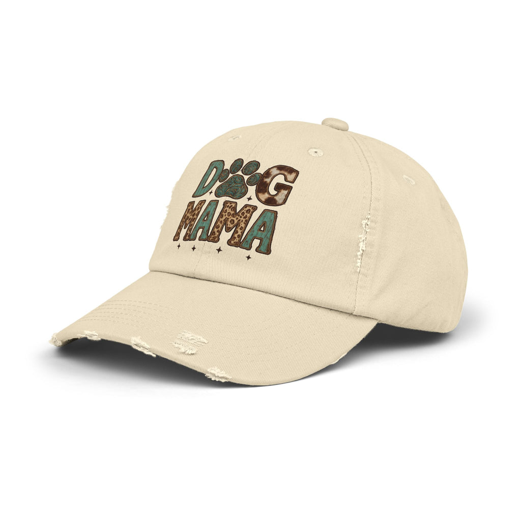 Dog Mama Distressed Baseball Cap – Vintage Dog Mom Hat, Farmhouse Pet Lover Cap, Washed Cotton Casual Hat