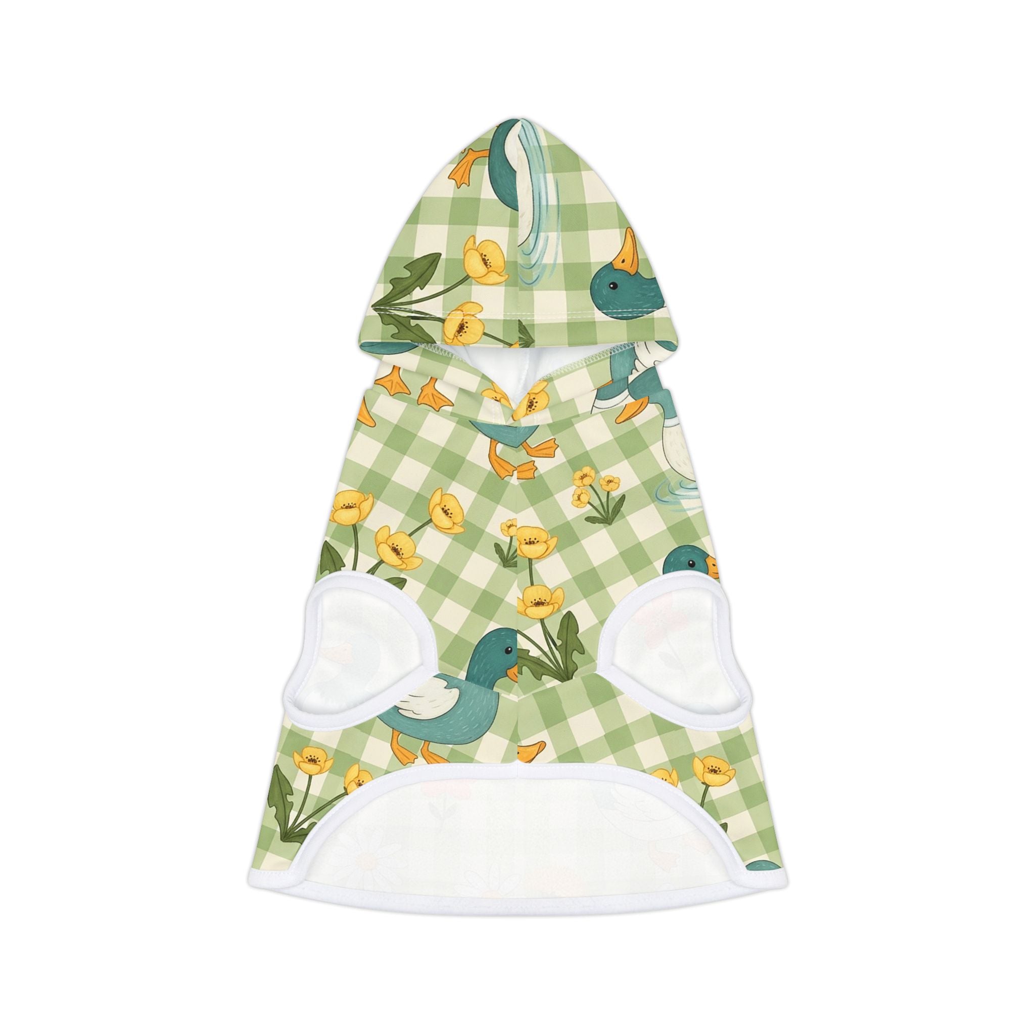 Farmhouse Duck Gingham Pet Hoodie | Cottagecore Goose Dog Hoodie | Country Farm Pet Sweater | Cozy Farm Animal Pet Apparel | Rustic Homestead Dog Hoodie | Small Dog Farm Outfit